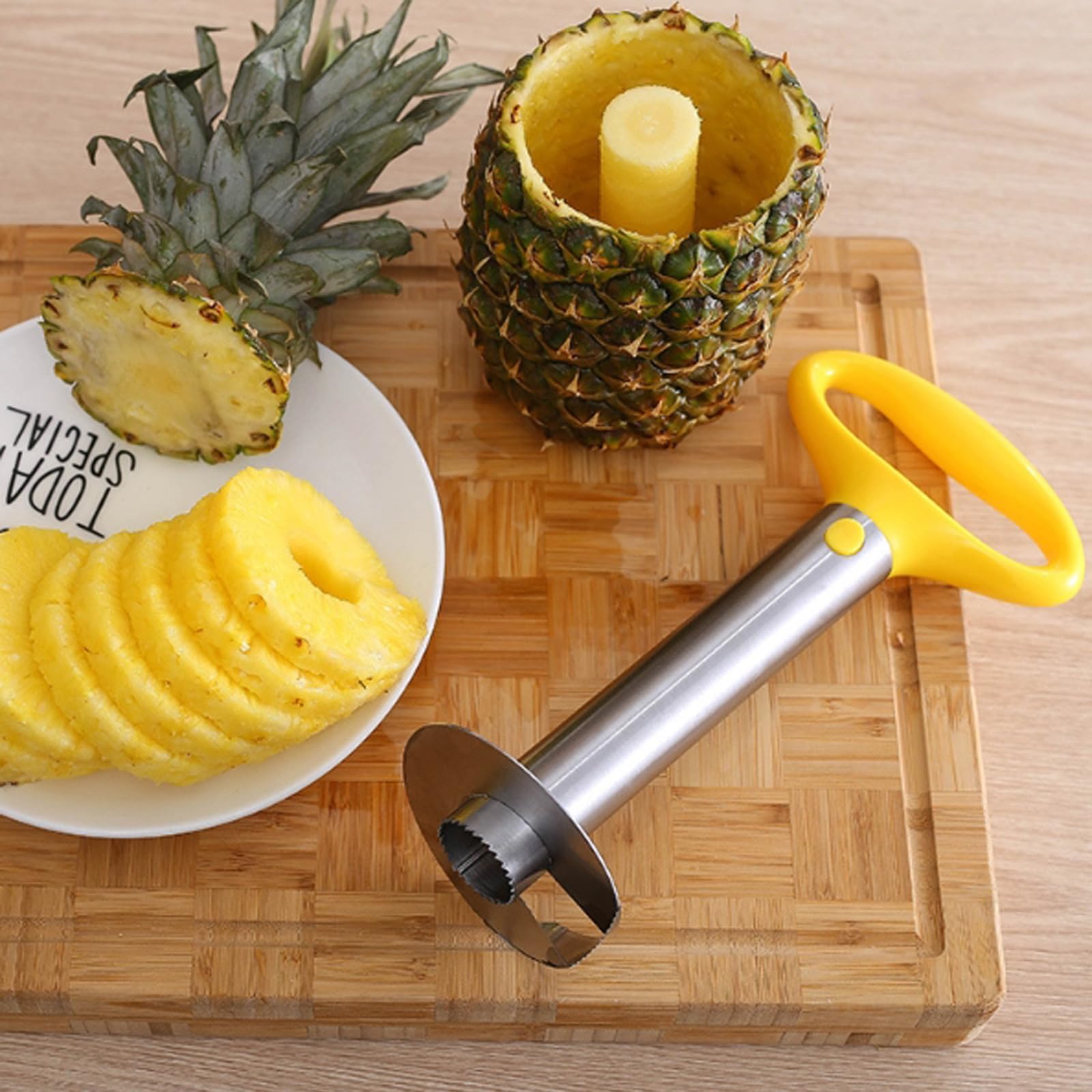 Taglia Ananas Professionale In Acciaio Inox Con Pelapatate E 2 Pinze Rimuovi Occhi Strumento Da Cucina