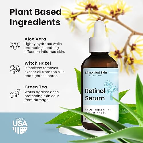 Miniatura 4 de Sérum de retinol al 25 para la cara y los ojos 2 onzas con vitamina E A ácido hialurónico y té verde para antienvejecimiento líneas finas y arrugas