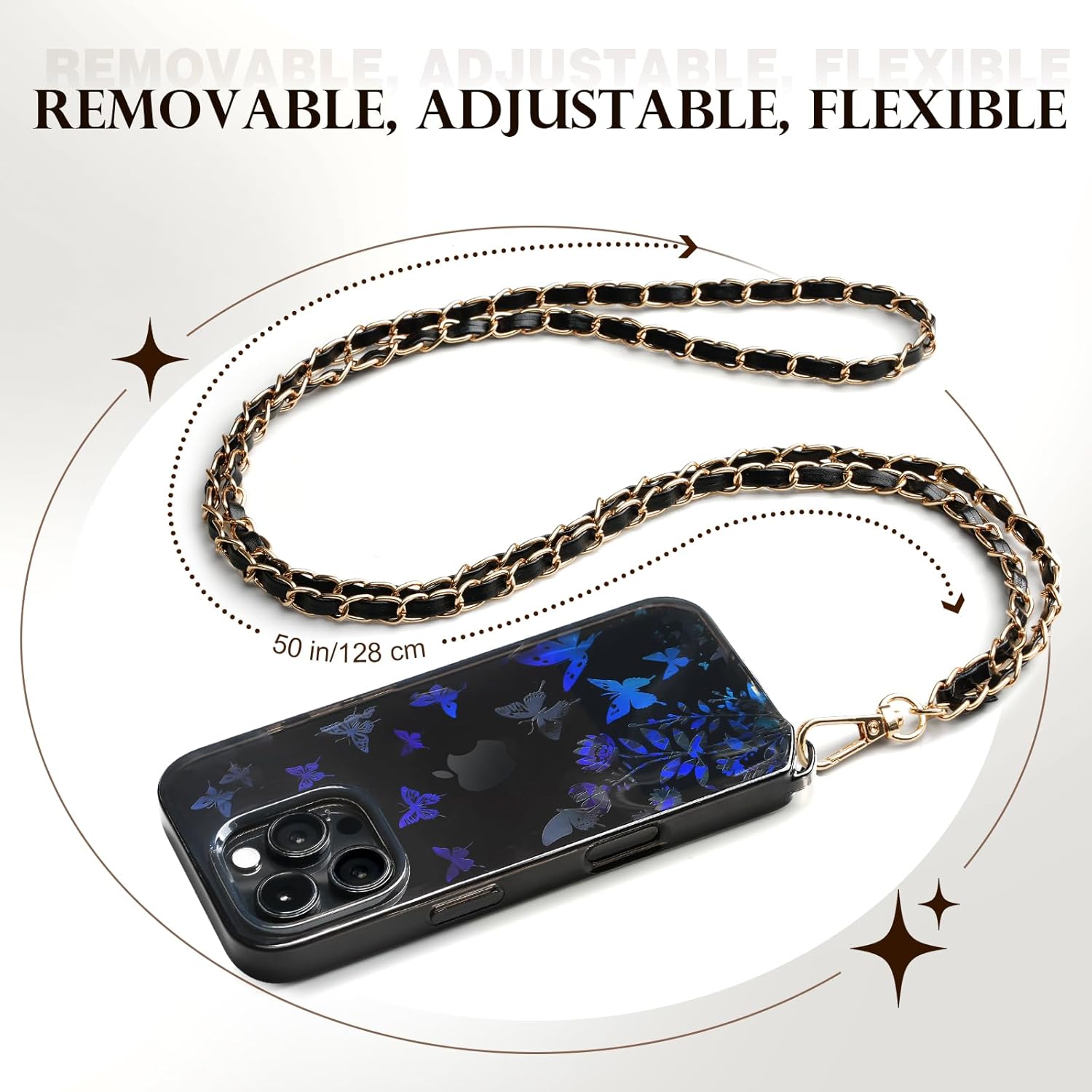 TiMOVO for iPhone 16 Pro Case with Strap, Soft TPU Translucent Shockproof Smartphone Cover with Removable Crossbody Lanyard, Coal Black