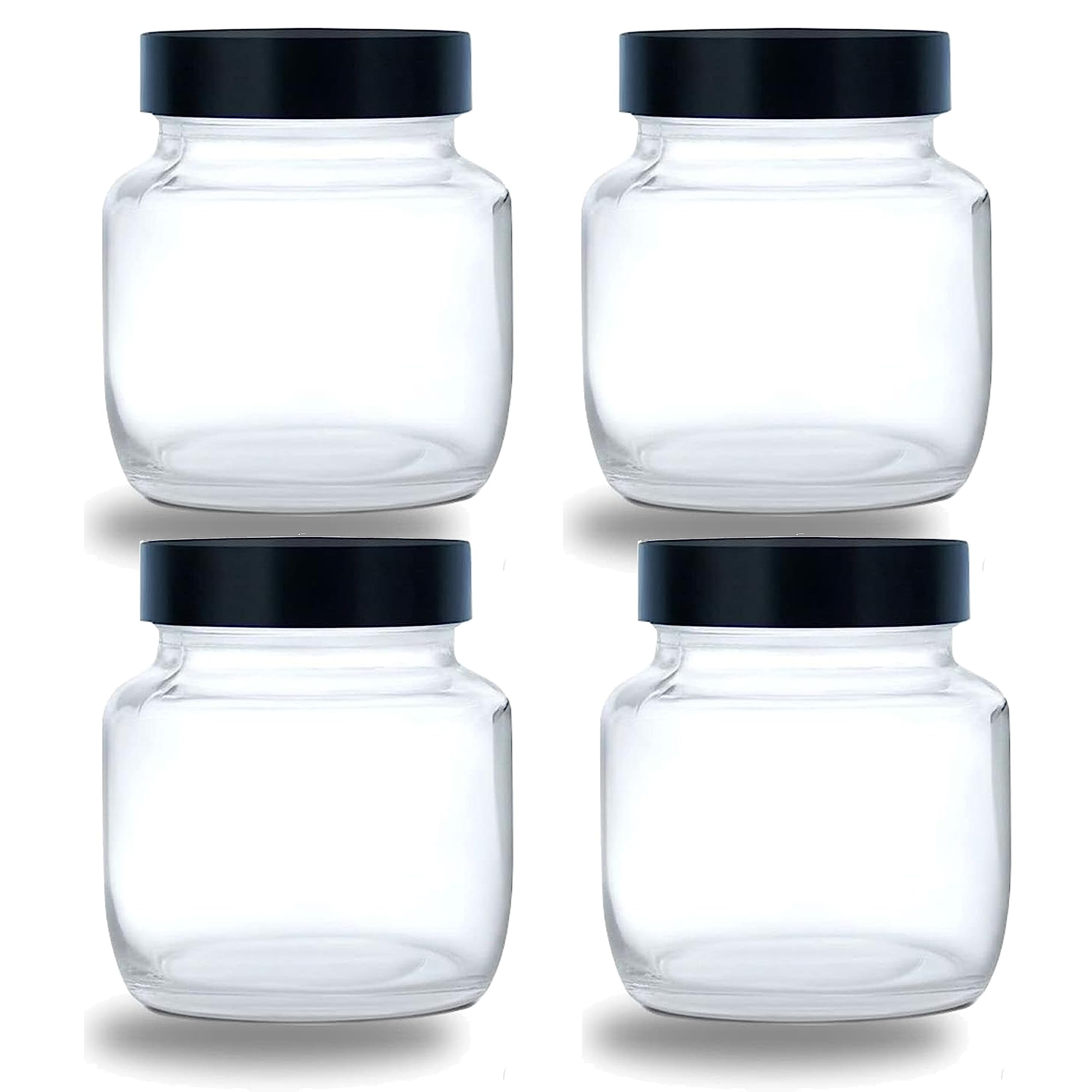 Vency Piramal Glass Round 250ml Transparent Glass Jars & Containers for Kitchen Pantry, Snacks, Masala, Pickles, Dry Fruits, Coffee Beans Storage with Black Plastic Lid (250ml, Set Of 4) (B0C6Y4M68Z) Amazon Price History, Amazon Price Tracker