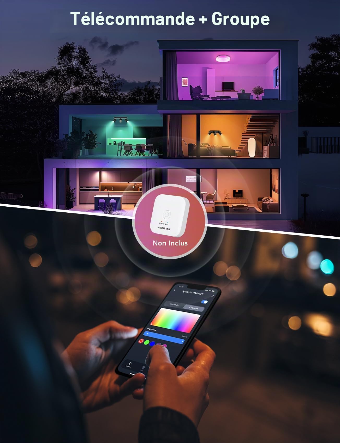 Aigostar Plafonnier LED Spots Alexa GU10, Applique 3 Spots de Plafond Couleur Réglable, Plafonnier avec Télécommande pour Cuisine Chambre Salon (Avec Ampoule Connectée)
