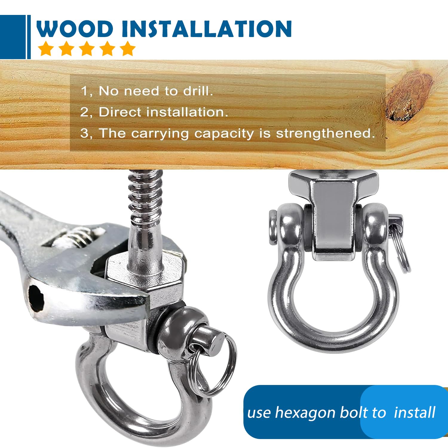4Pcs Schaukelhaken Holzbalken Deckenhaken Schwerlast Swing Hanger 180°，SUS304 Schaukelhaken für Holzbalken Schaukel Aufhängung，650kg Capacity Deckenhaken Schaukel for Hängesessel