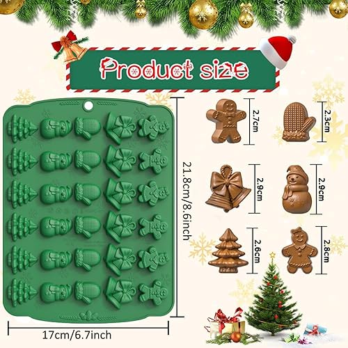 Miniatura 2 de VICDUEKG 2 moldes de silicona para chocolate de Navidad, molde para hornear hombre de jengibre, calcetines de árbol de Navidad, moldes de fondant