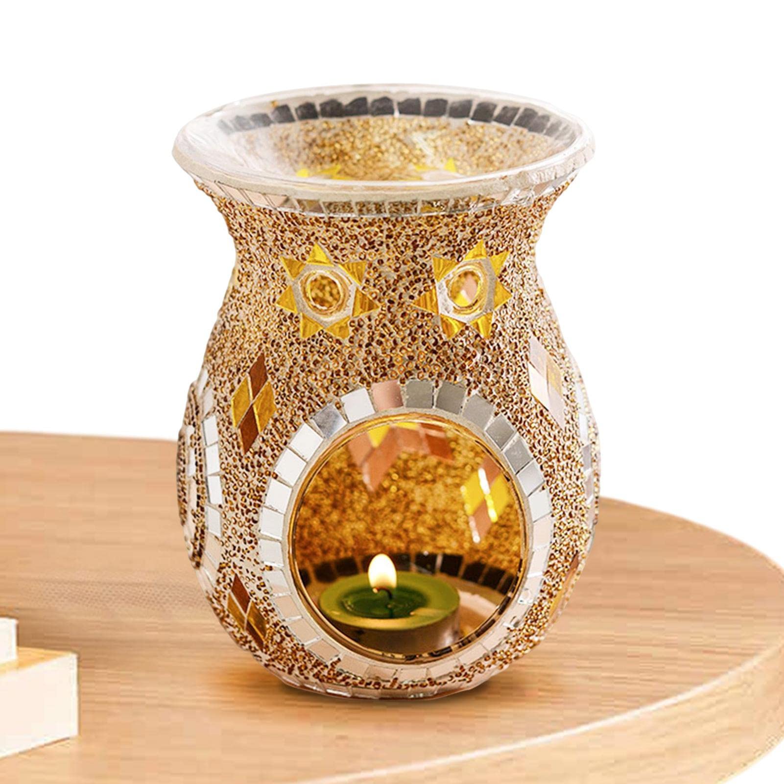 Oil Burner for Scented Oil - Vintage Stained Glass Wax Melt Burner, Turkish Style Oil Warmer - Tealight Candle Holder Burners, Aroma Diffuser for Home Table Decoration KOT-us