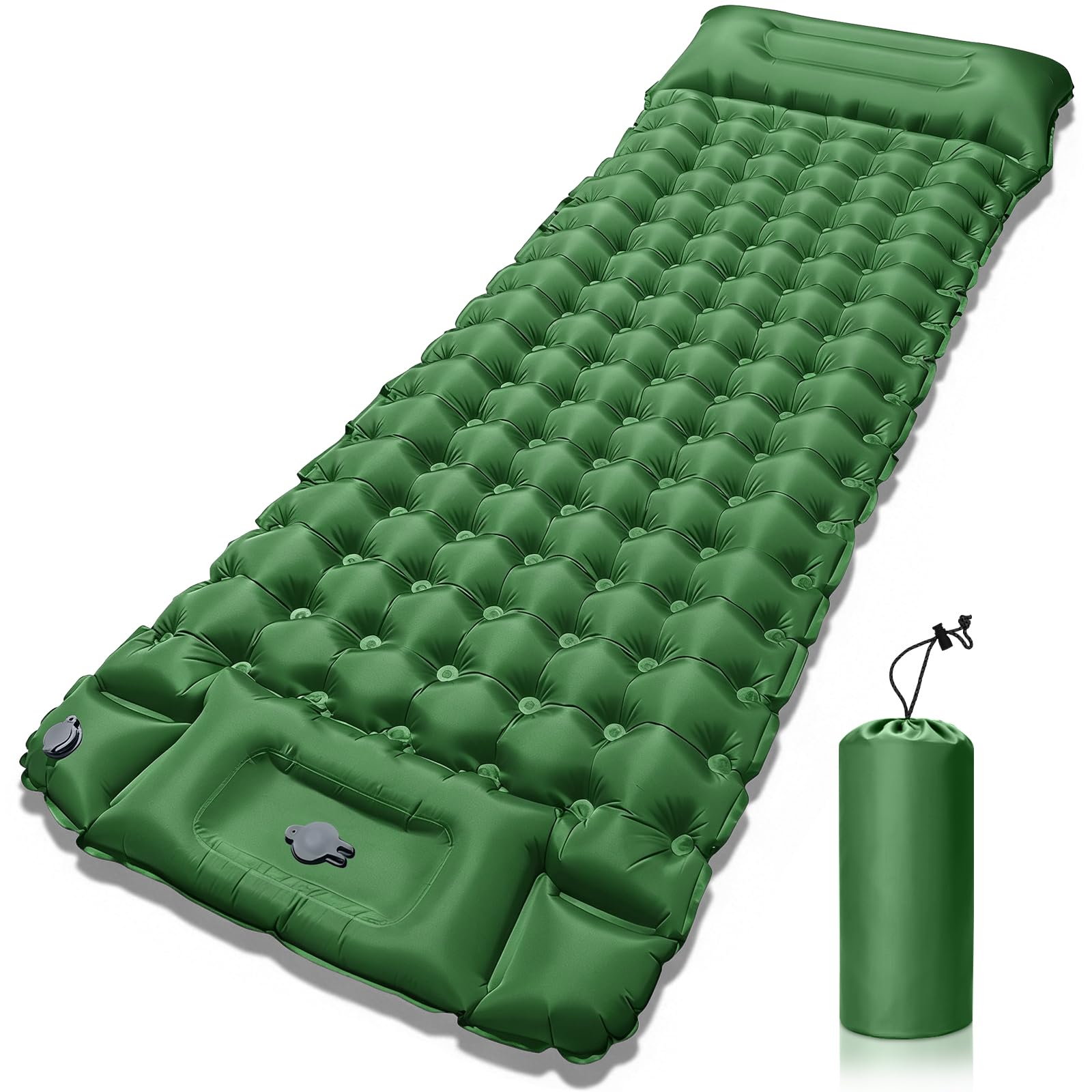 Colchón Autoinflable para Camping Impermeable con Bomba de Pie y Almohada Ultraligera Portátil