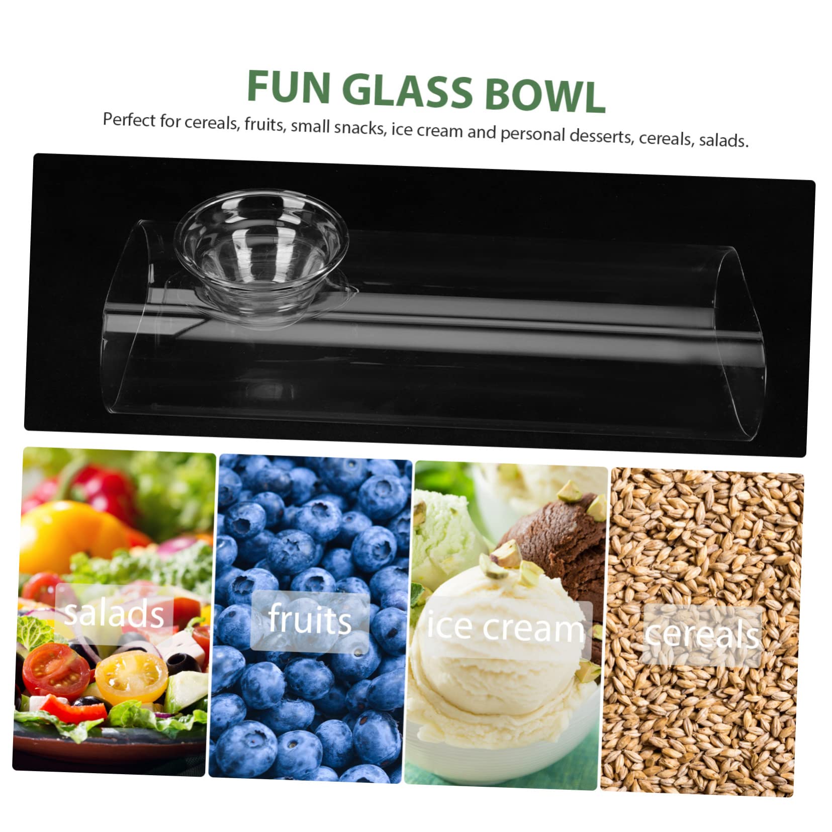 Veemoon Saladier Verre avec Récipient à Glace Carbonique pour Bar Et Desserts Individuels Bol Transparent Décoratif pour Fruits Et Salades
