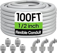 YesBes 100FT 1/2" Liquid-Tight Flexible PVC Conduit Kit with 5 Straight & 3 Angle Fittings - Corrosion-Resistant Electrical Conduit