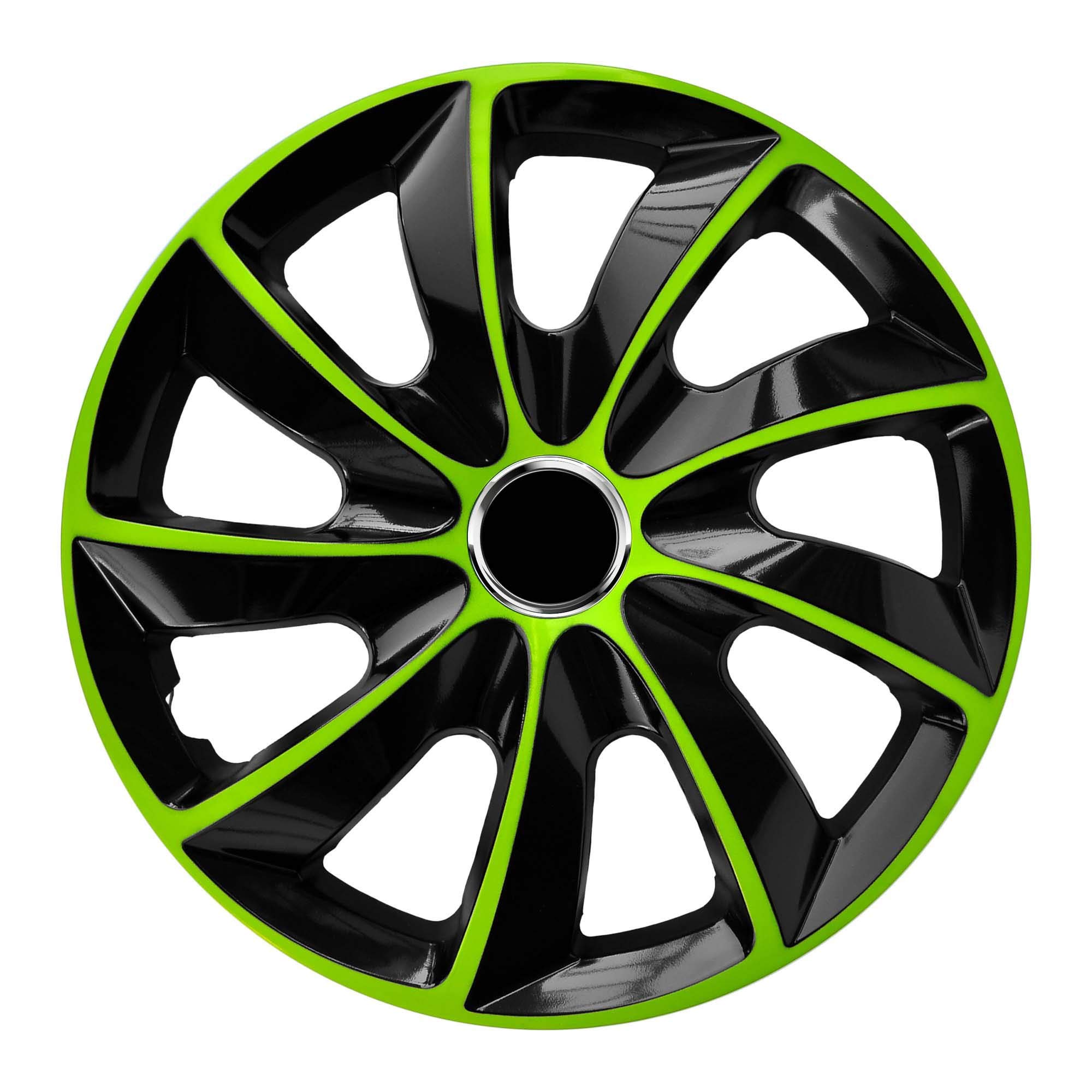 Copricerchi STIG EXTRA nero/verde, set da 4 pezzi