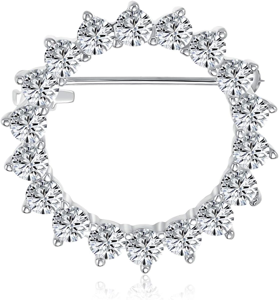 Classic Bridal Eternity Baguette Brillant Cut Cubic Zirconia AAA CZ Clear Purple Scarf Round Circle Brooch Pin For Women Wedding Gold or Silver Plated Brass