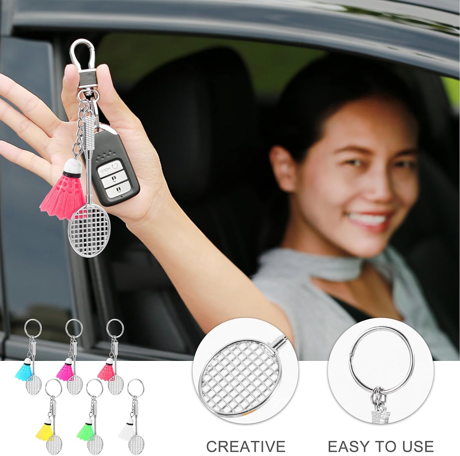 6Pcs Badminton Keychain Creative Hanging Key Rings for Bag Decoration Material Compact and Lightweight Sports Lovers image 3