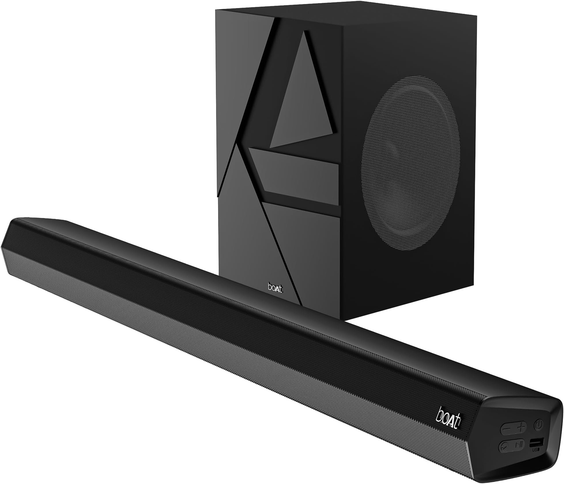 Aavante Bar Quake, Wired Subwoofer, 200W RMS Signature Sound, 2.1CH, Multiple Ports, Bass & Treble Controls, 4 EQ Modes, Bluetooth Sound bar, Home Theatre Soundbar Speaker (Midnight Black)