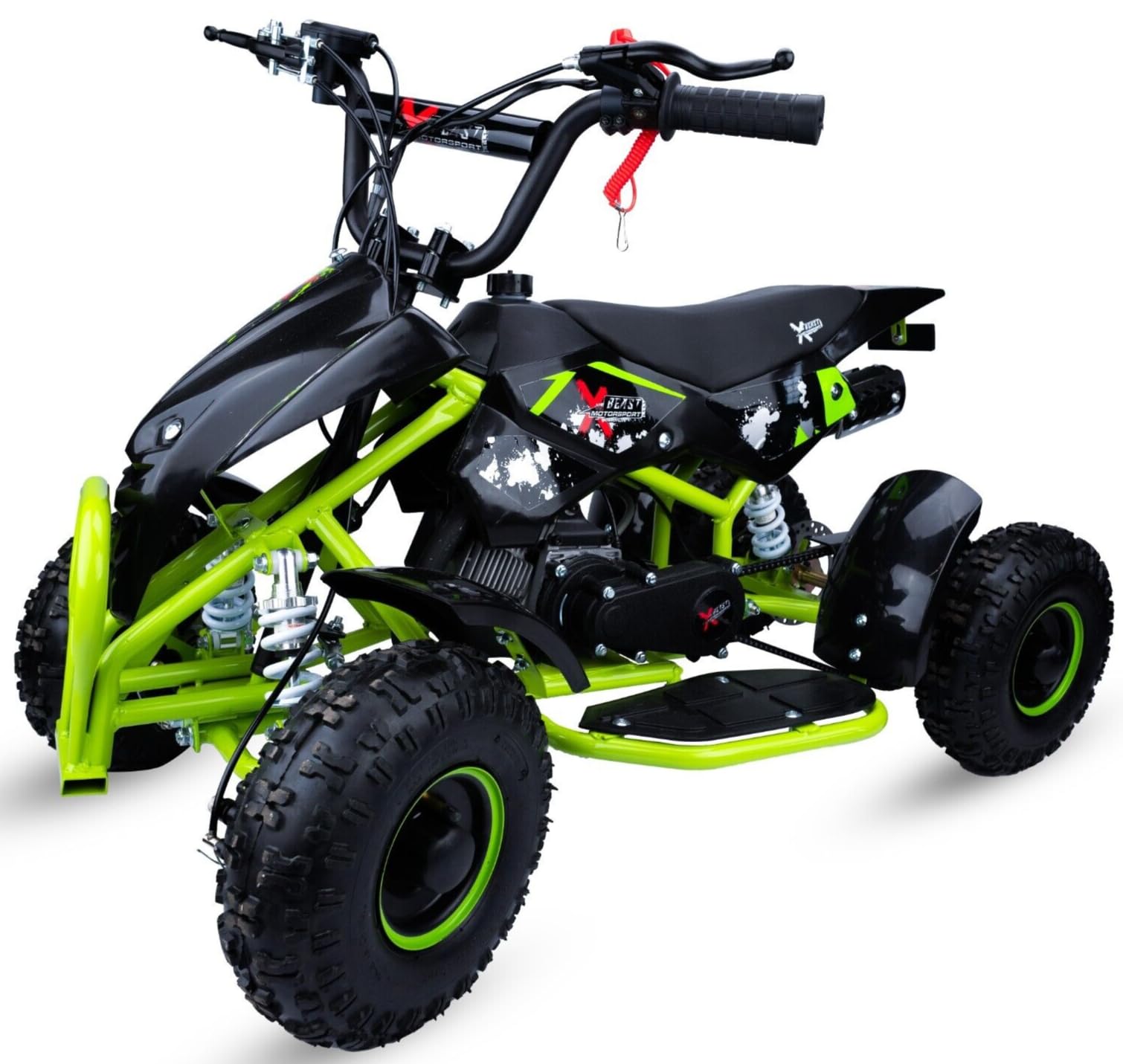 Benzynowy mini quad dla dzieci o pojemności 50 cm³ – jasnozielony 2-suwowy benzynowy ciągnięcie start terenowy ATV czterokołowy – benzynowy ATV z napędem na 4 koła, do jazdy na