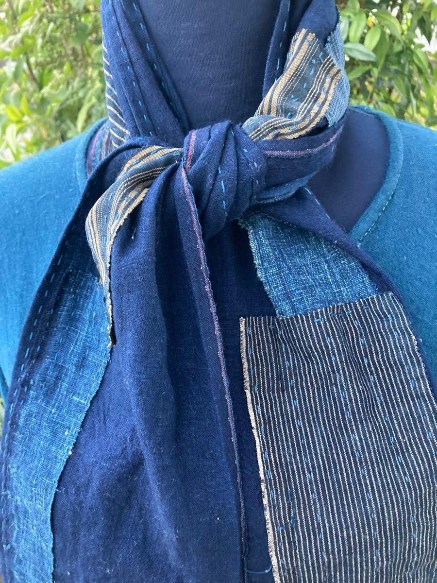 969 襤褸 ストール 古布 リメイク 藍染 藍染め パッチワーク 刺し子