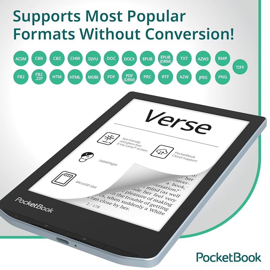 電子書籍リーダー本体 PocketBook Verse E-Reader Amazon.com: PocketBook Verse E-Readers | Eye-Friendly 6'' E