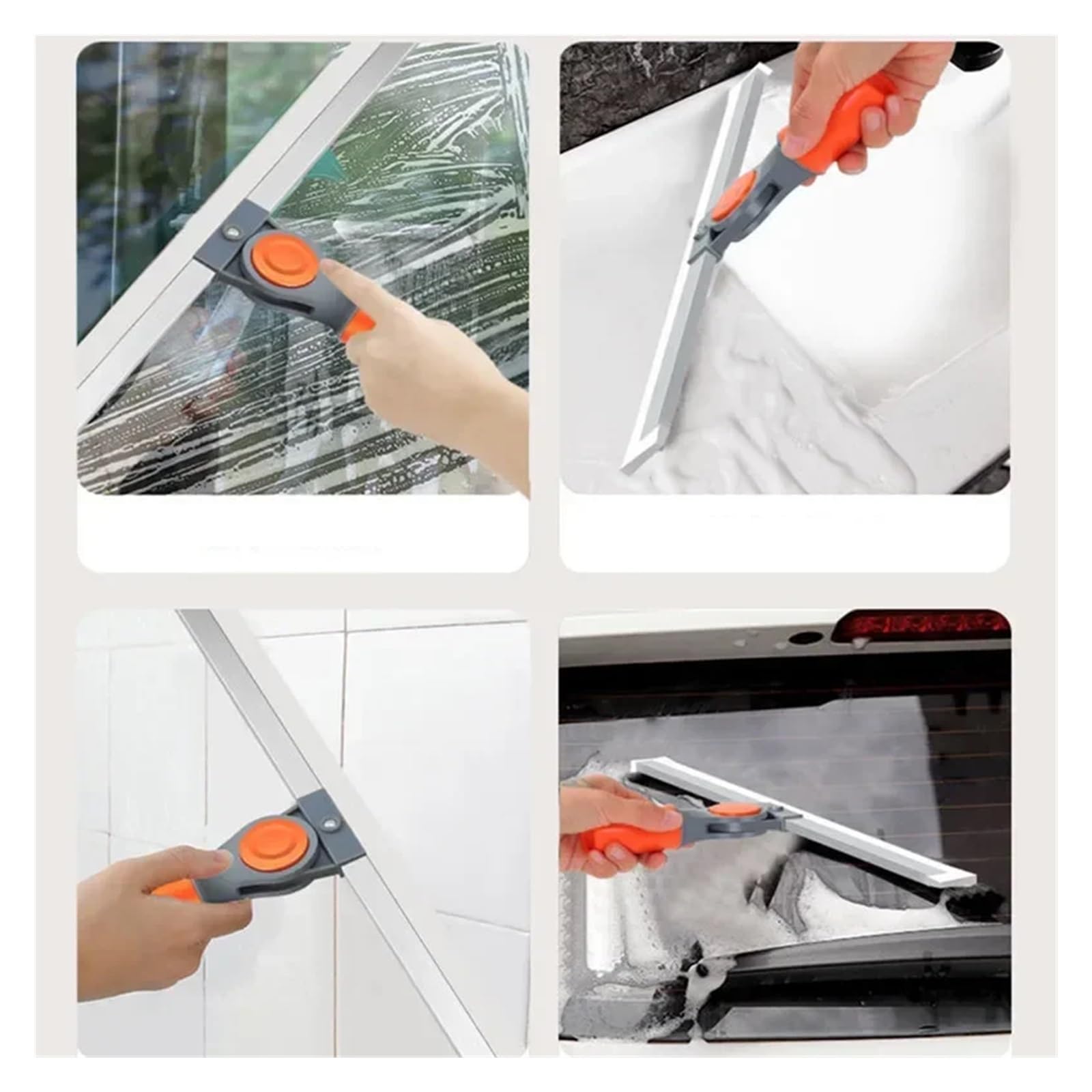 Scopa magica in silicone, spazzola per pavimenti in vetro francese, per finestre domestiche, bagno, spazzola flessibile, manico lungo telescopico (50 cm)