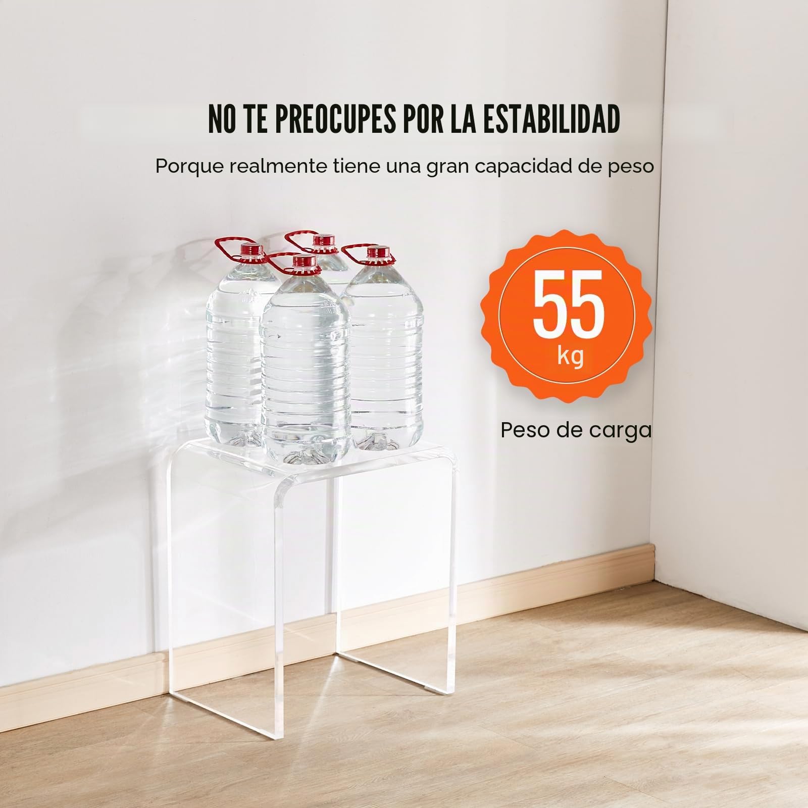VEVOR Mesa Auxiliar en Forma de C Mesa de Centro Auxiliar para Sofá de Acrílico 2 PCS Mesita de Noche Carga Máxima 25 kg para Negocios al Alcance de Mano Salón Dormitorio, Transparente 415x305x460 mm