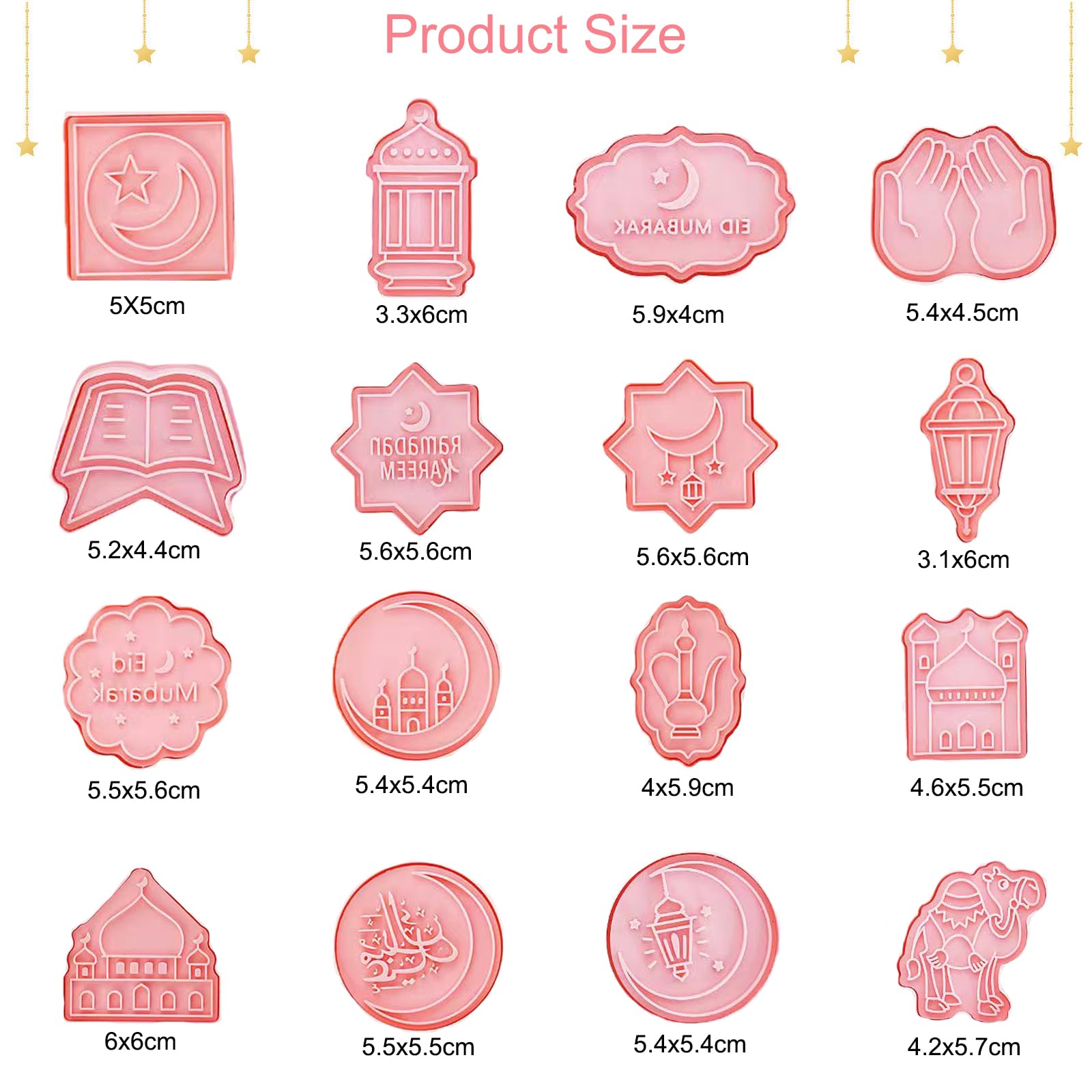 Aurasky Lot 8 Emporte-Pièces Eid Mubarak 3D – Moules Ramadan Mosquée, Lune, Étoile, Lampe – Idéal Pour Biscuits, Fondant, Pâtisserie Aïd