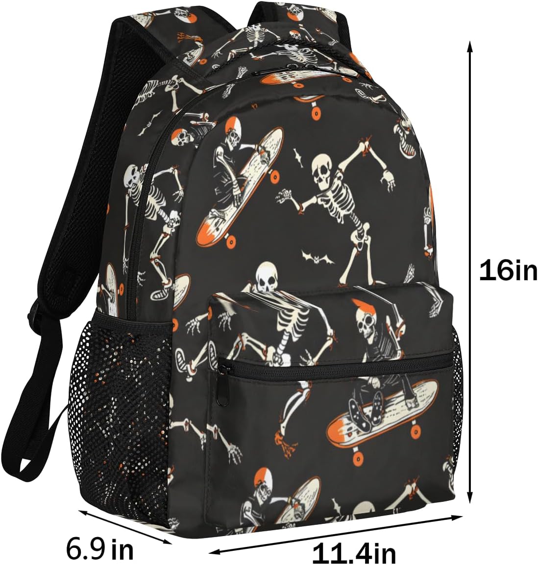 Pardick Halloween Skull Backpacks for Boys Girls Kids Funny Soprt Skuu Lightweight 16 Inch School Backpack Laptop College Bookbag Travel Casual Daypack Hiking Camping Computer Rucksack Medium