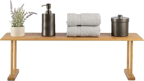 Lavish Home Estante de bambú para fregadero, organizador de encimera, cocina, baño, dormitorio, oficina, ahorro de espacio para jabón, esponjas y