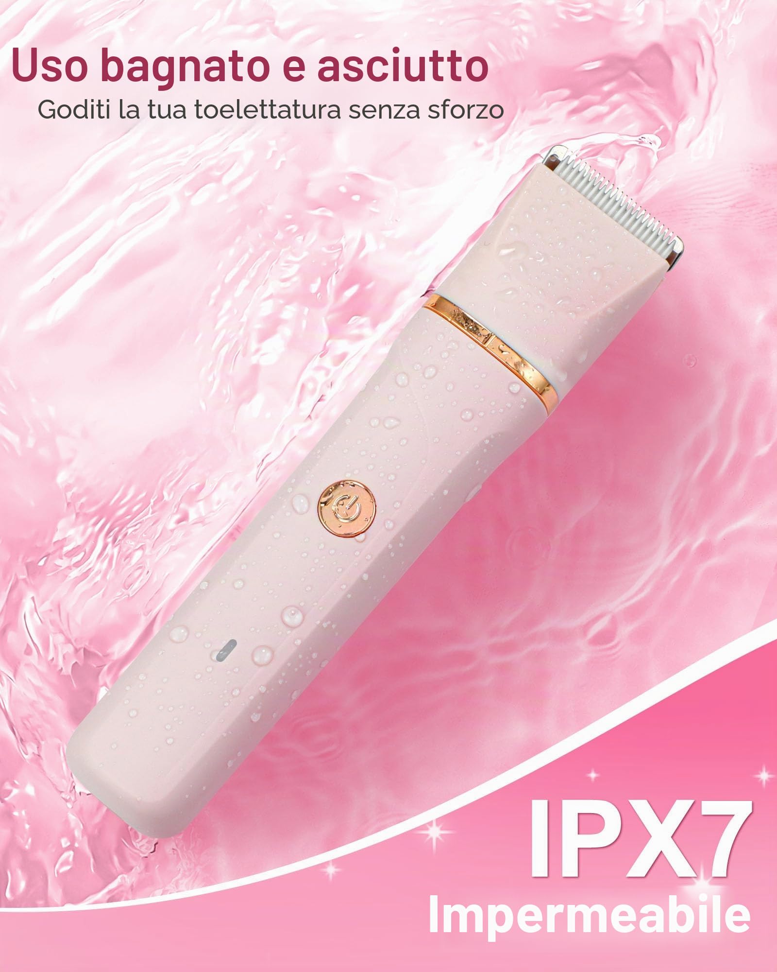 Rasoio da donna, 3 in 1, per donne, rasoio elettrico per gambe, braccia, ascelle e zona bikini, ricaricabile Ipx7, impermeabile, colore: rosa