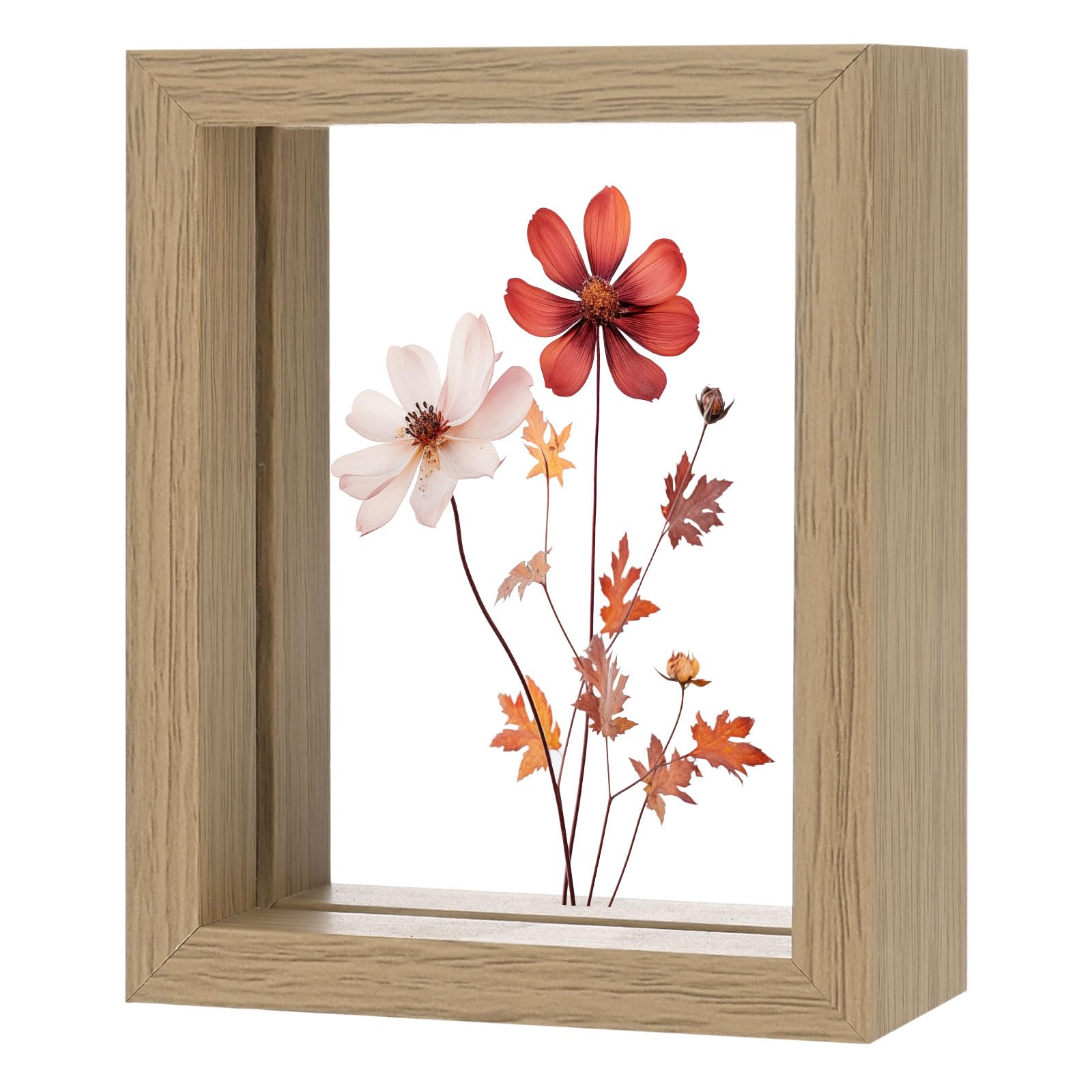 M METERXITY Pressed Flower Frame 3 x 4 Inchch Double Acrylic, Wood Color