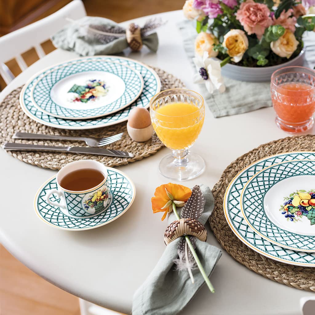 Villeroy & Boch Basket Garden Tea Cup, 6.75 oz, Premium Porcelain, White/Colored