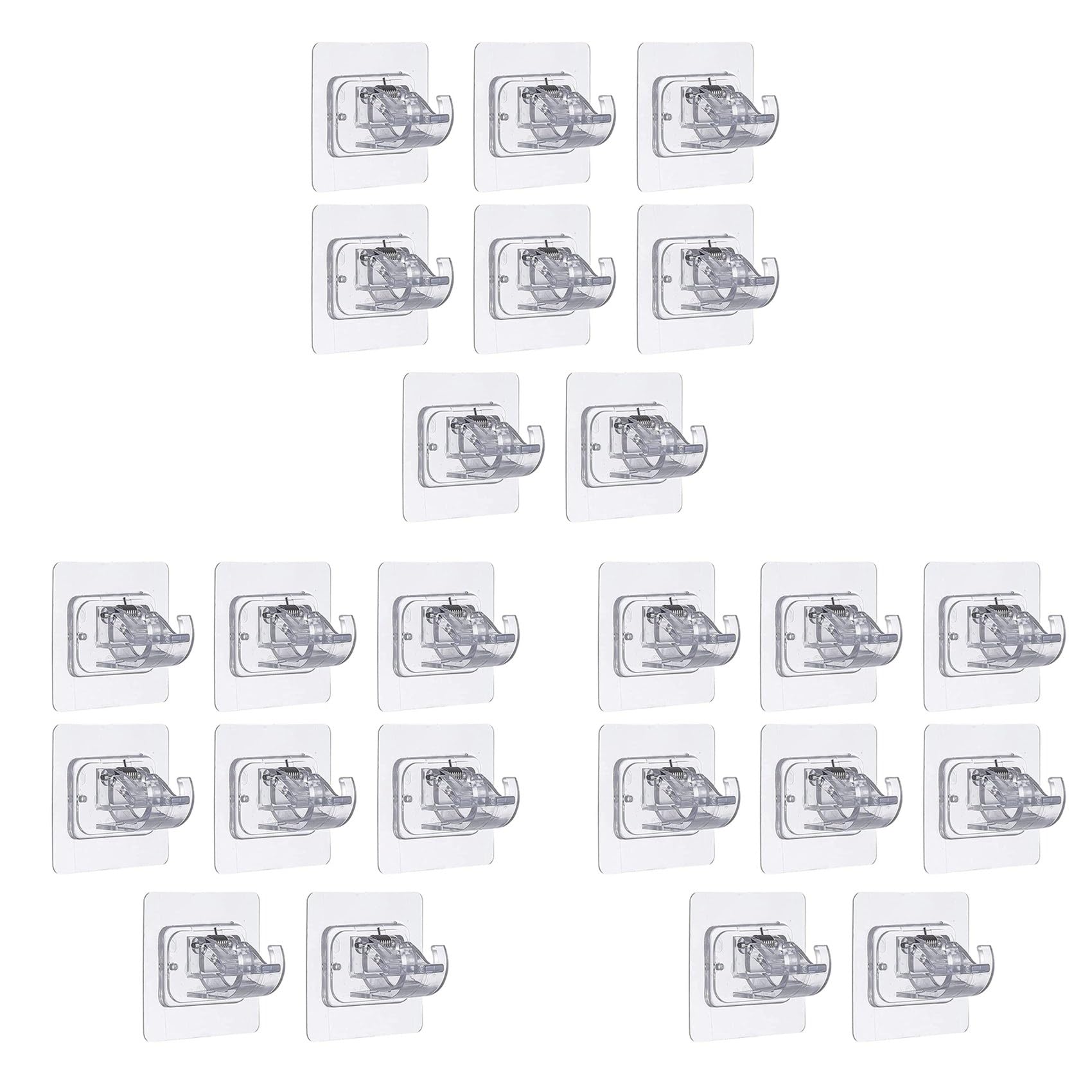 Hndhbfgrt 24PCS Self Adhesive Curtain Rod Bracket No Drill Curtain Rods Brackets Nail Free Adjustable Hooks Storage Hooks Clamp