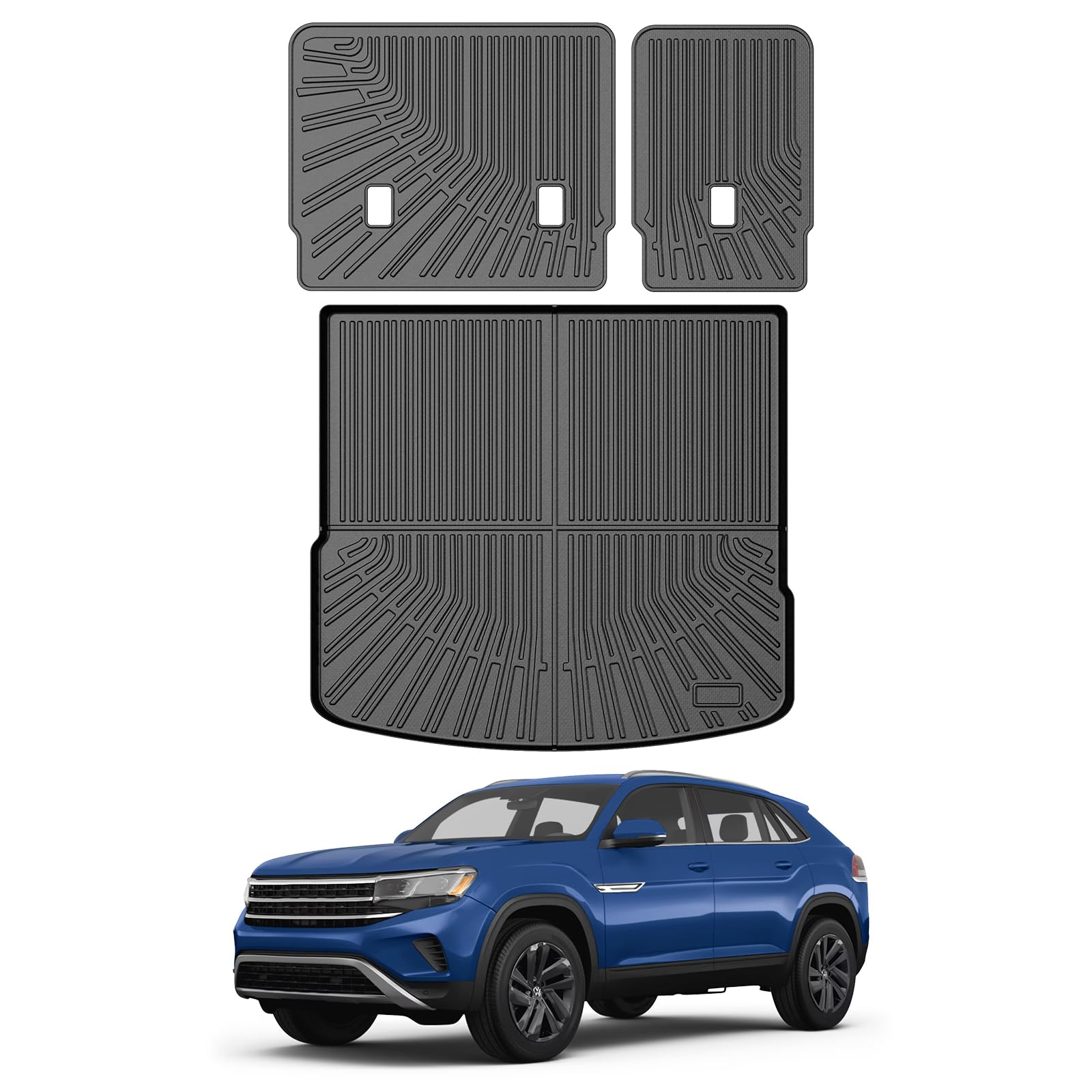 Mixsuper Cargo Liner for VW Atlas Cross Sport 2020-2026, All Weather Cargo Mat Backrest Mat TPE Back Seat Cover Protector for Atlas Cross Sport