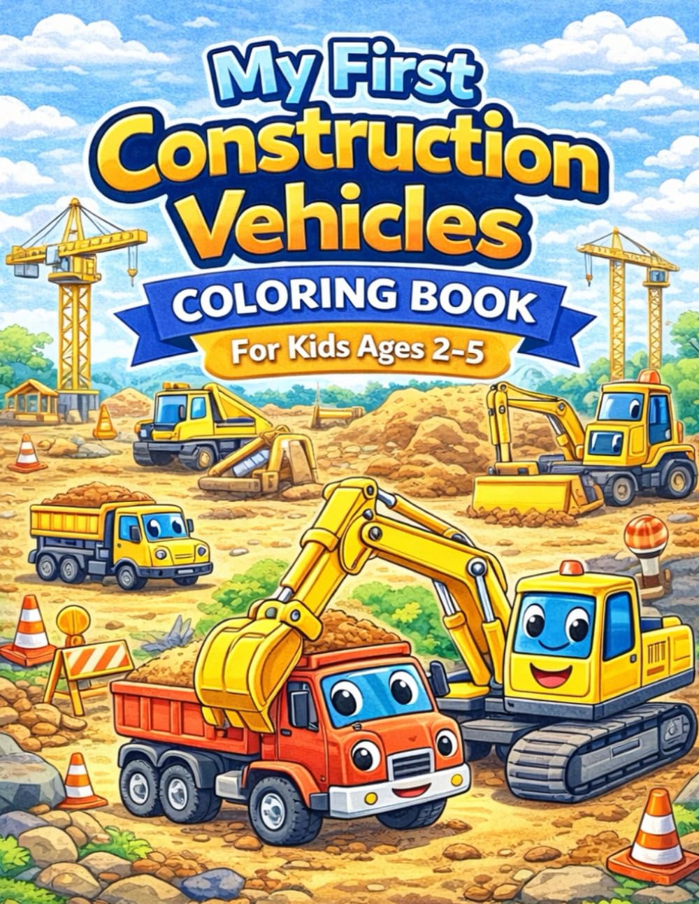 My First Construction Vehicles Coloring Book for Kids Ages 2–5