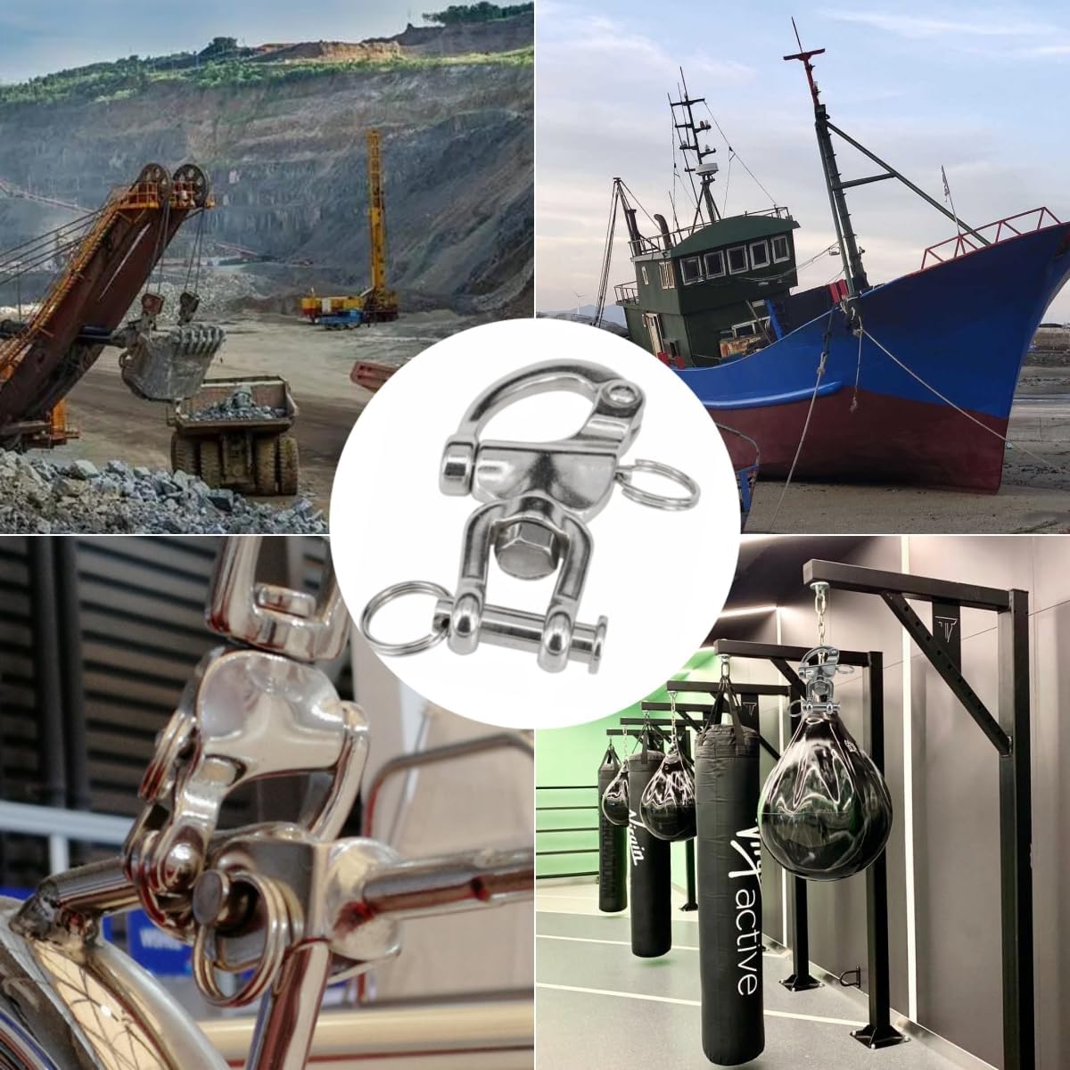 Pair Swivel Jaw Snap Shackle 316 Stainless Steel for Quick Release Bail Rigging,Sailboat Spinnaker Halyard and Marine Applications - Image 5