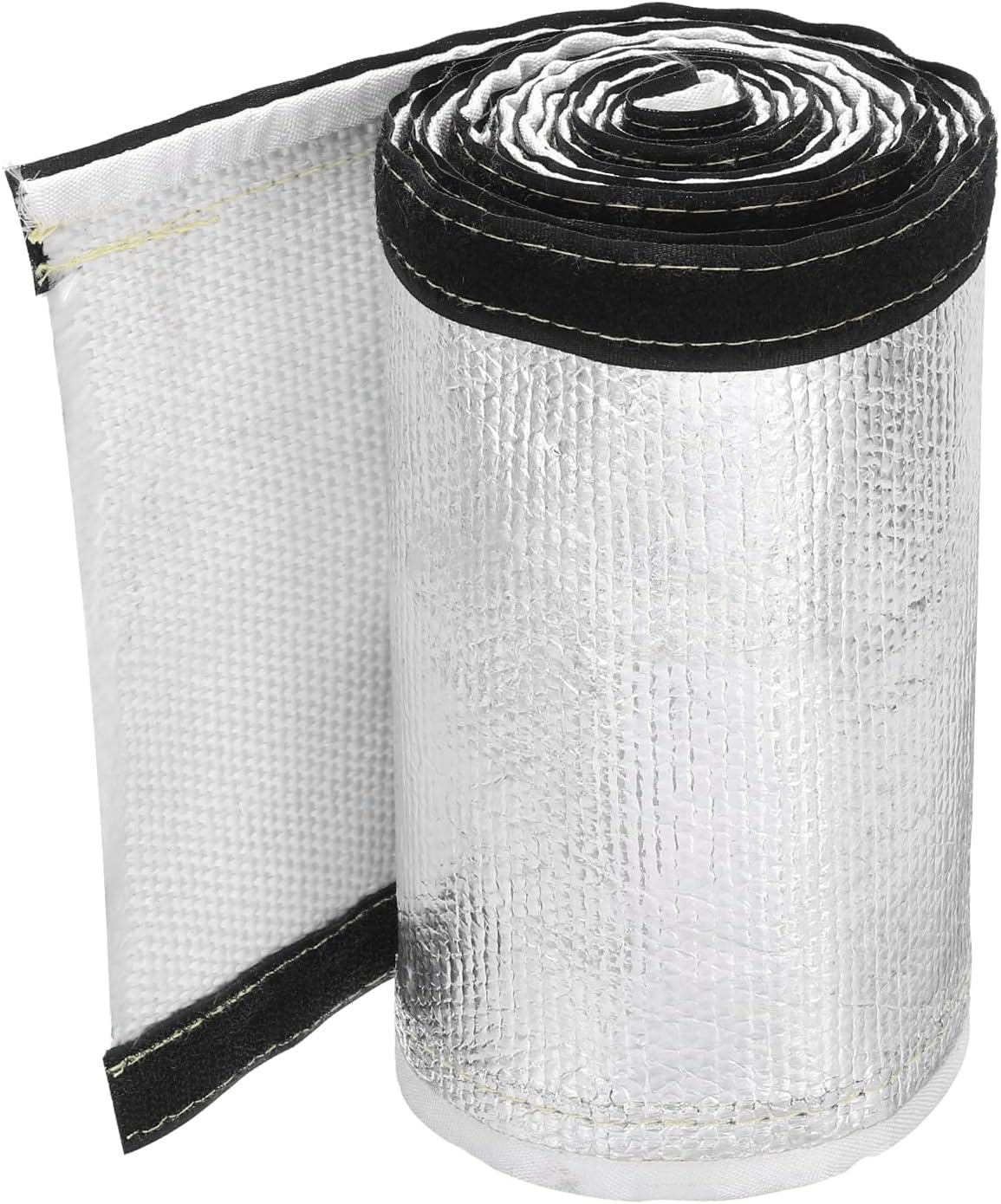 MECCANIXITY 1.5mm Heat Shroud Aluminized Sleeving 2" ID x 10FT Aluminum Metallic Fiberglass Heat Shroud for Fuel Lines Cables Electrical Wiring