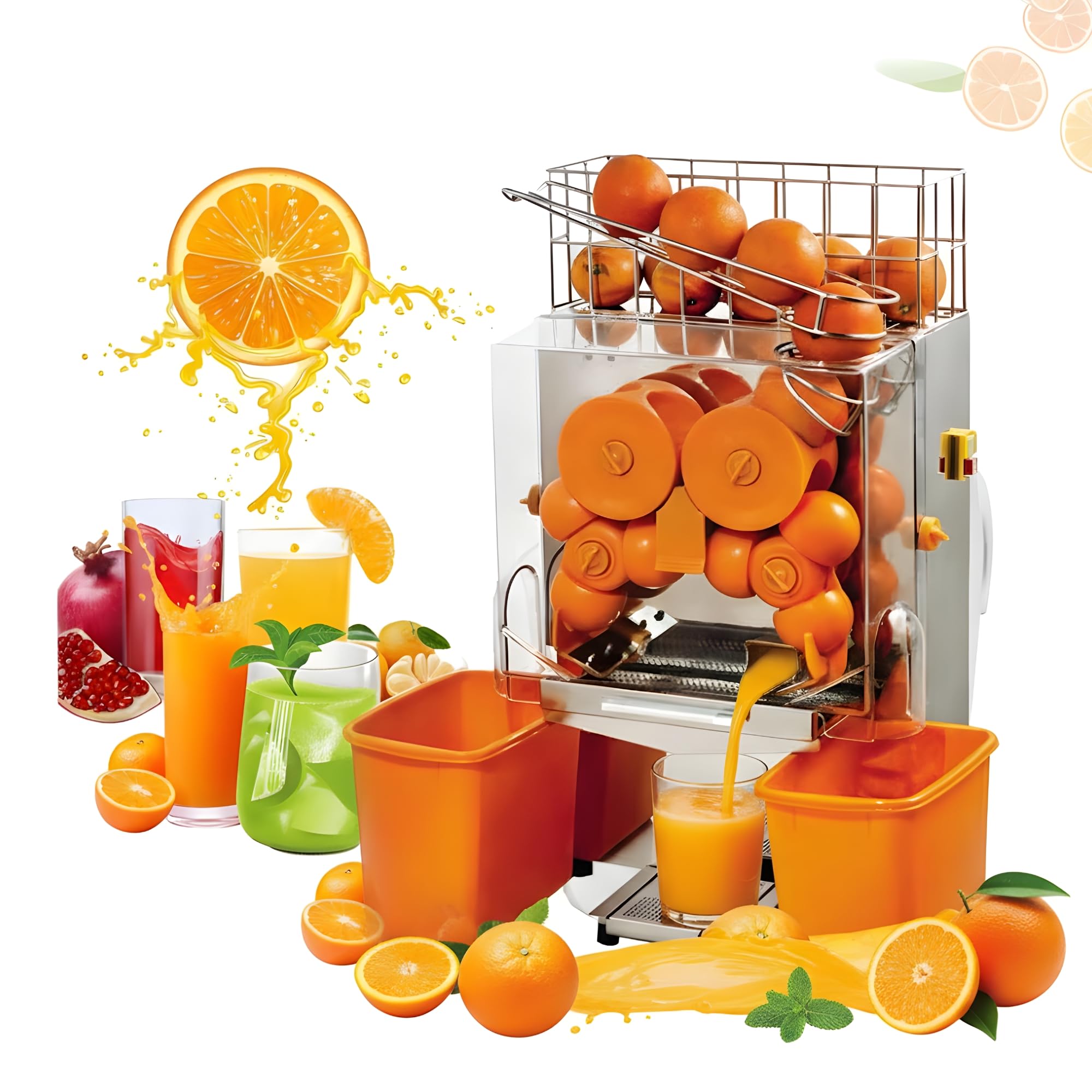 Exprimidor de Naranjas Automático Profesional 20 Naranjas/Min – Exprimidor Eléctrico Industrial en Acero Inoxidable, 200 W, Uso Hostelería