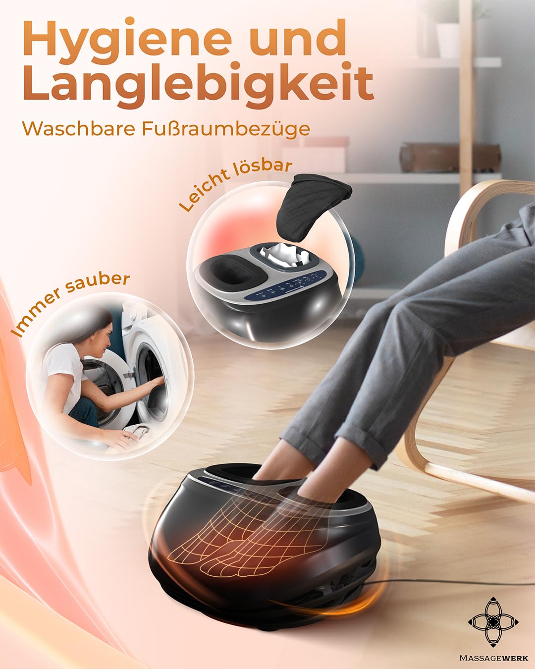 Premium Fußmassagegerät Elektrisch | EMS Fußmassagegerät mit Shiatsu, Vibration und Heizfunktion | Verbesserte Durchblutung, Schmerzlinderung bei Fersensporn und Neuropathie bis Größe 45