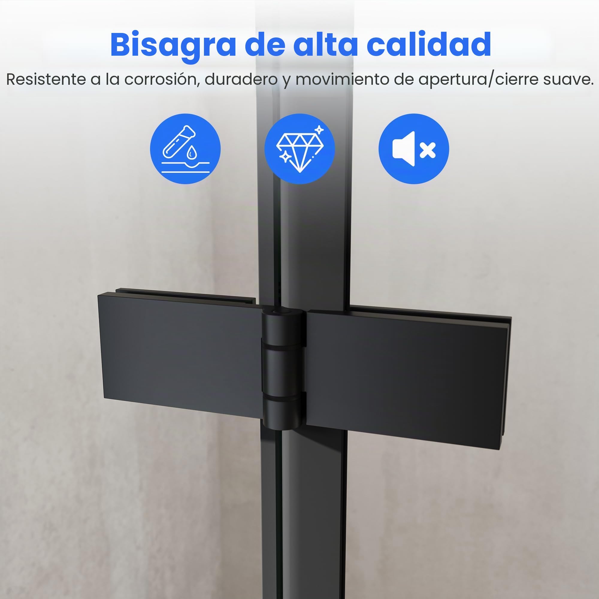 Sonni Mampara de ducha de 180º con entrada en esquina, 80 x 100 cm, color negro, puerta plegable, nano, 6 mm, altura 195 cm, puerta plegable