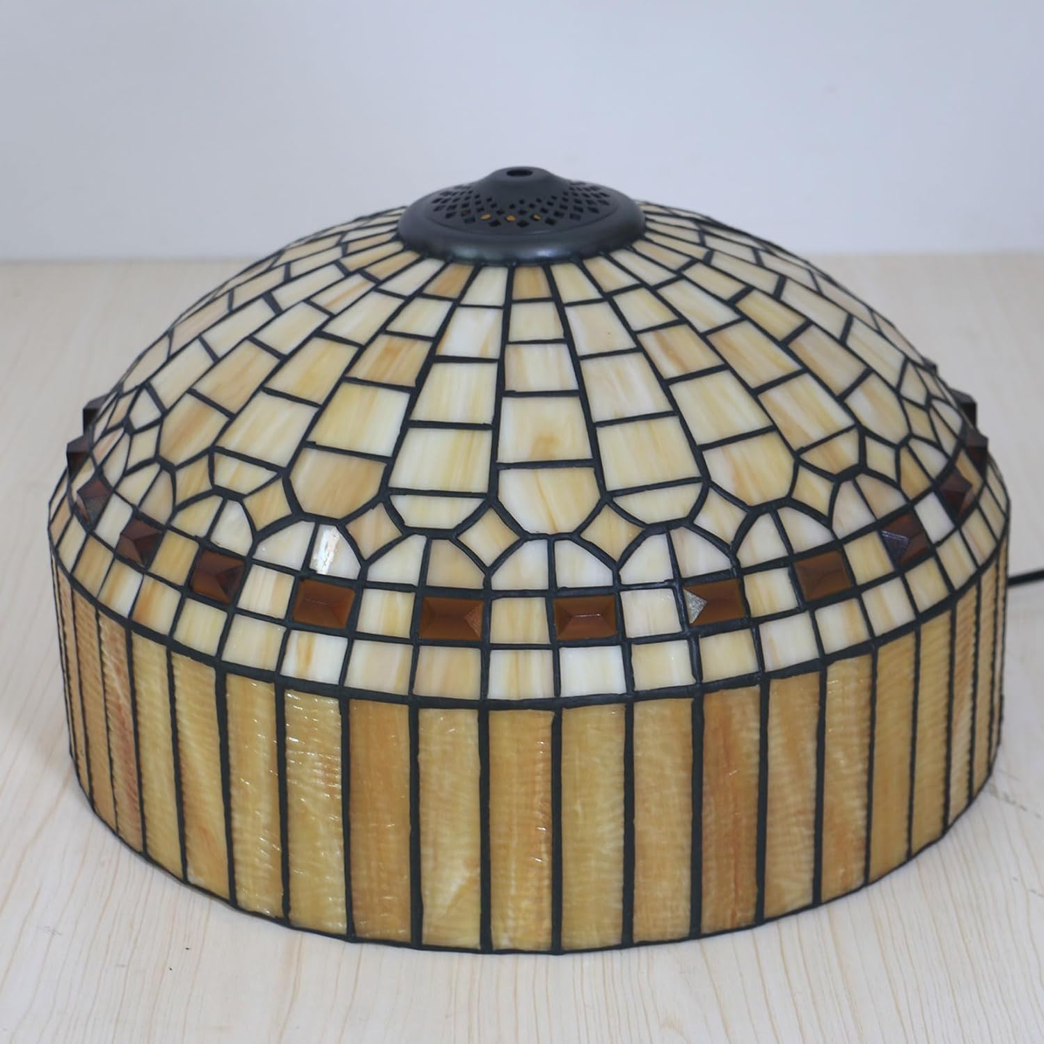 16 Inch Cream Amber Lamp Shade Replacement, 40 cm Tiffany Stained Glass Lampshades Only with Cap, Suitable for Use with Table Lamp Floor Lamp Hanging Pendant lamp Ceiling Fixture