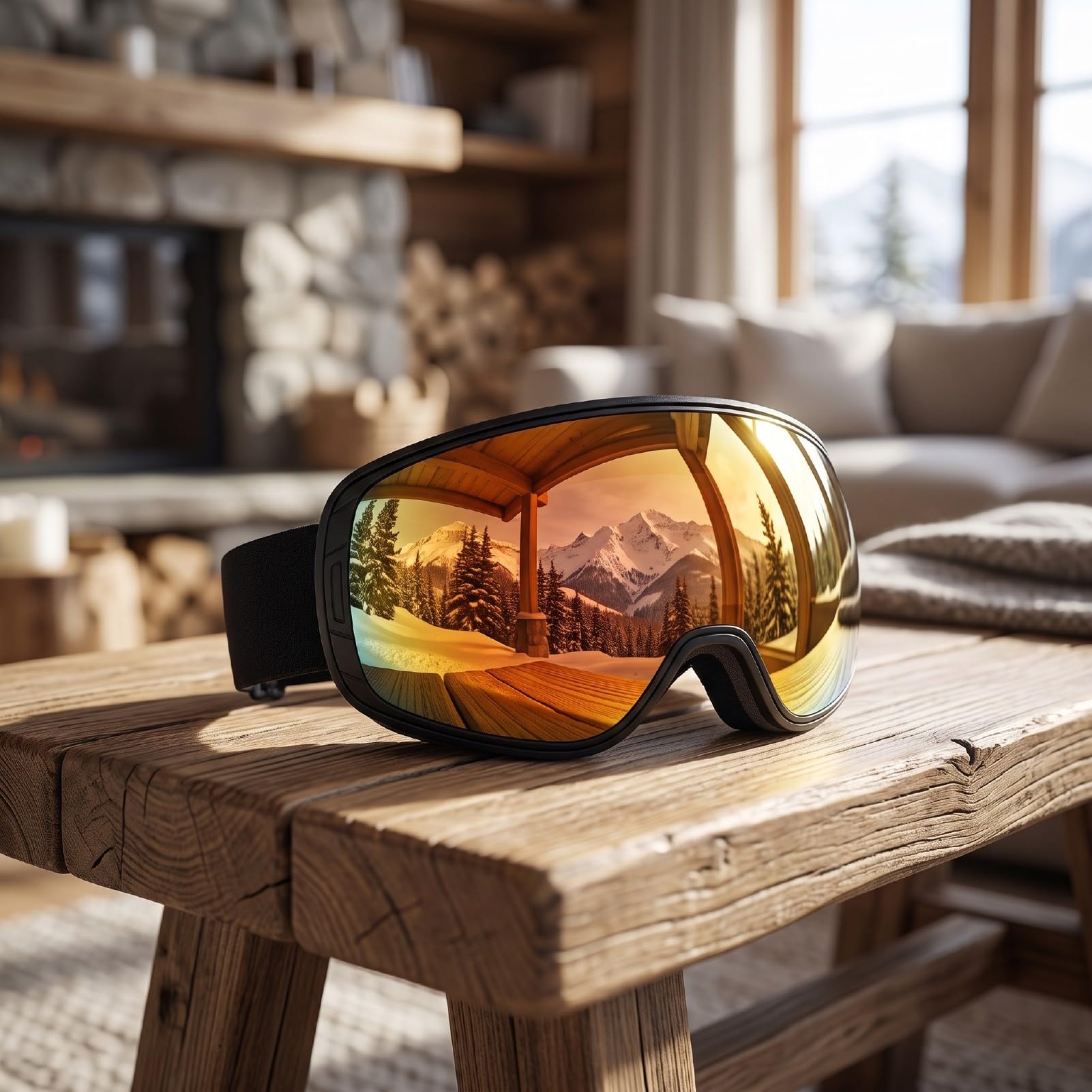 Lunettes de Ski Magnétiques, Masque de Snowboard Anti Buée for | Écran Coupe-vent Double Couche, Anti-rayures, Bande Silicone OTG Antiglisse