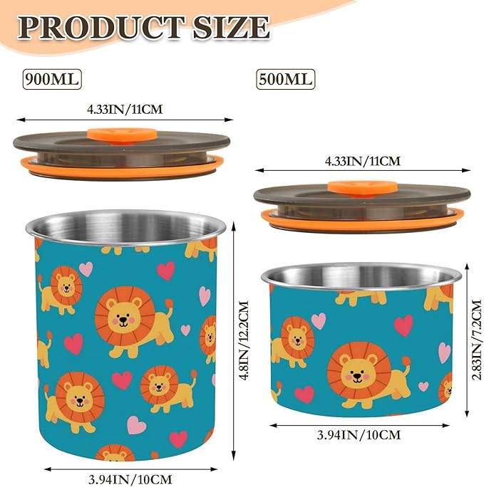ALAZA Lion Heart Love Animal Lata para Alimentos 30oz miniatura 3
