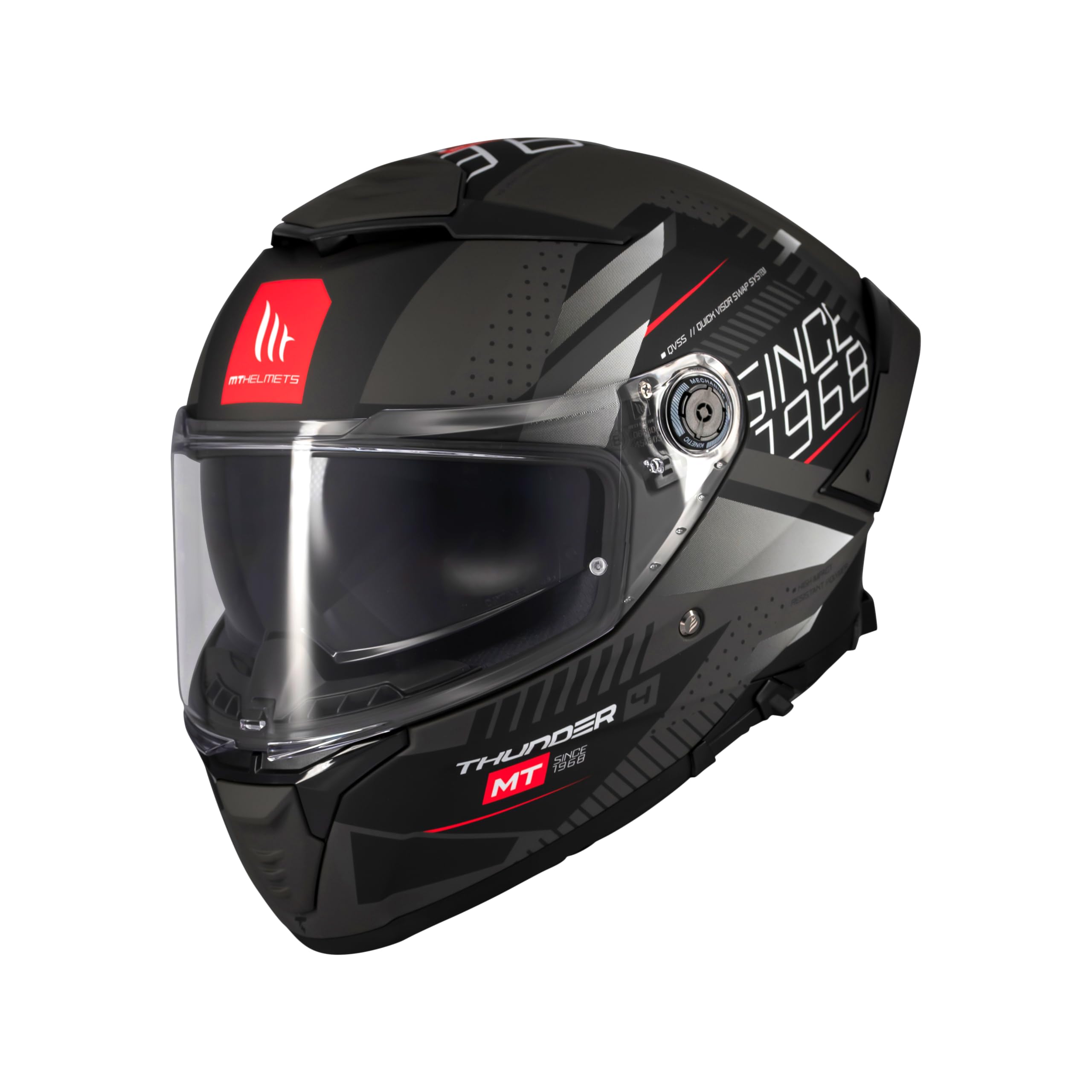 MT Helmets Thunder 4 SV – Casco Moto Integral con Visor Solar Full Vision, Pantalla Antivaho Compatible con Pinlock, Interior Lavable y Calota HIRP | Homologado ECE 22.06 & Dot