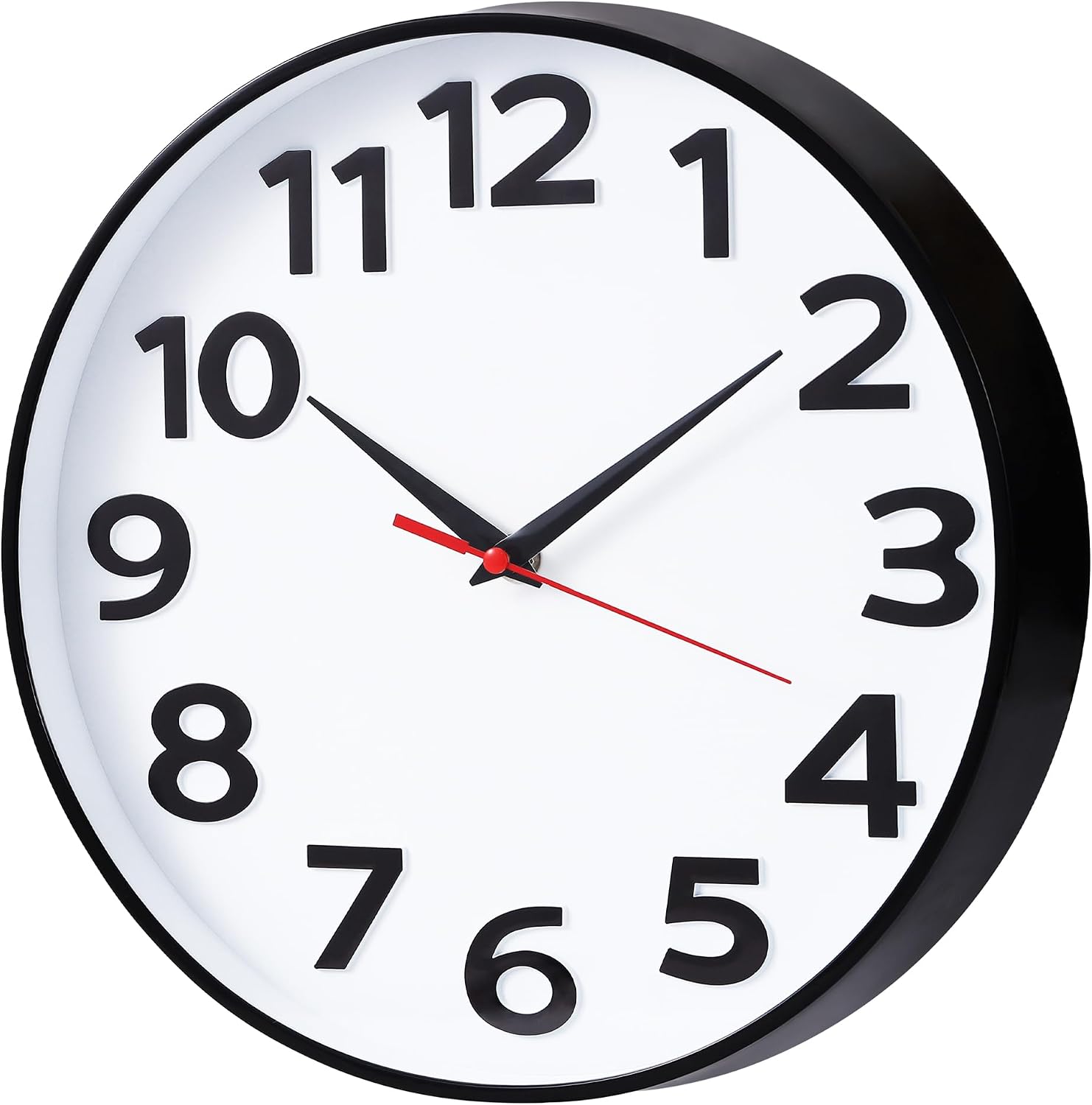 Amazon.com: LEIKE Wall Clock Battery Operated 12in Black, Silent Non ...