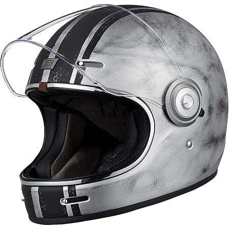 ORIGINE Casco moto integrale Casco vintage in fibra di vetro stile retrò  con visiera ECE 22.05 SILVER, M : Amazon.it: Auto e Moto