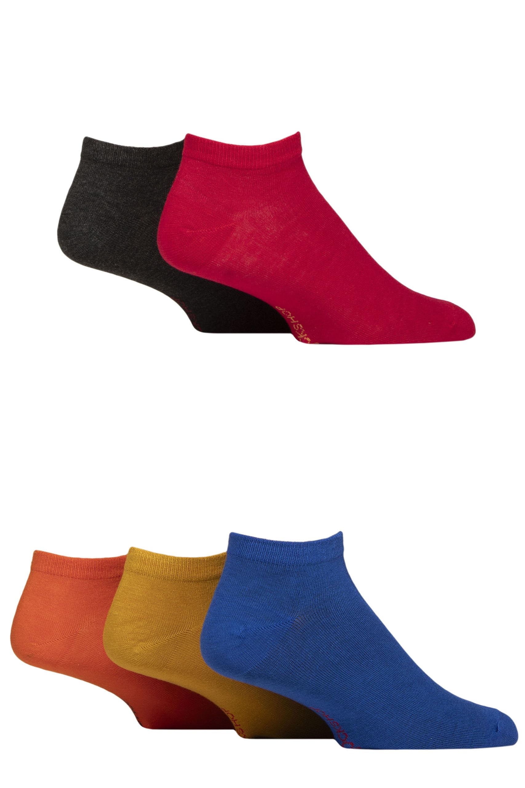 Sockshop Men's Brights Bamboo Trainer Socks - Striped And Plain, Soft, Low, Bright, Colourful, Breathable Multipack Of 5 Size 7-11 (Uk, Numeric, 7, 11, Regular, Regular, )