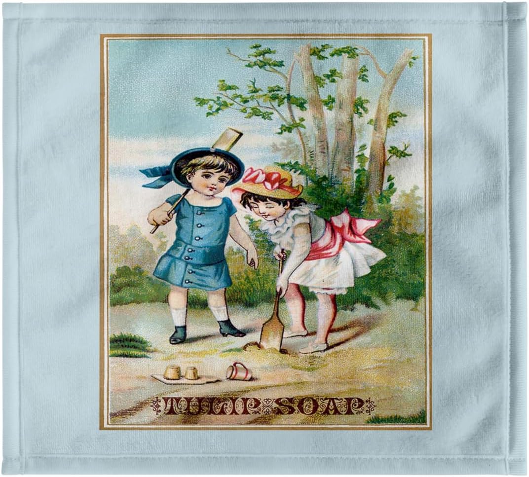 3dRose Vintage Tulip Soap Trading Card with Two Girls in Victorian Era Dresses 22x30 Bath Hand Pool Towel