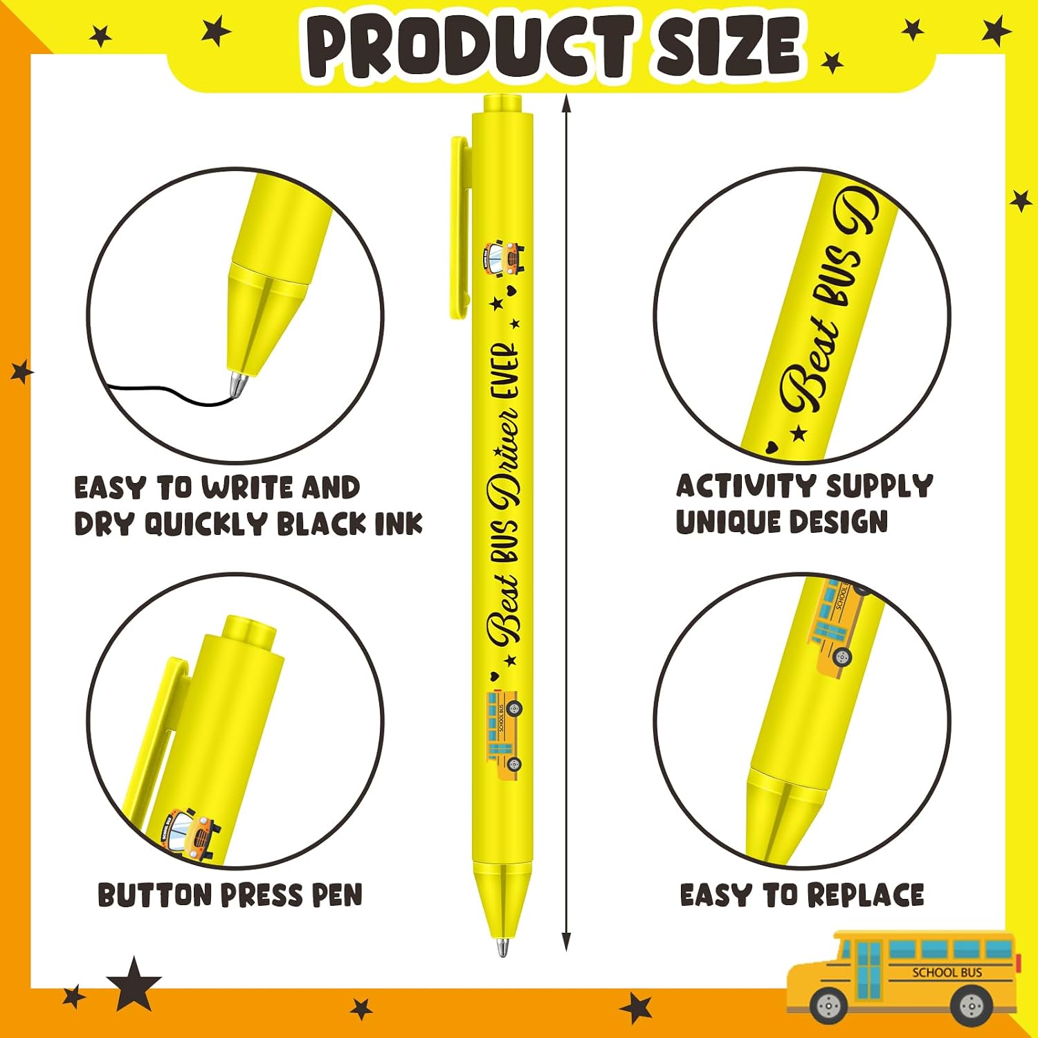 48 Pcs School Bus Driver Appreciation Gifts Ballpoint Pen Bulk image 3