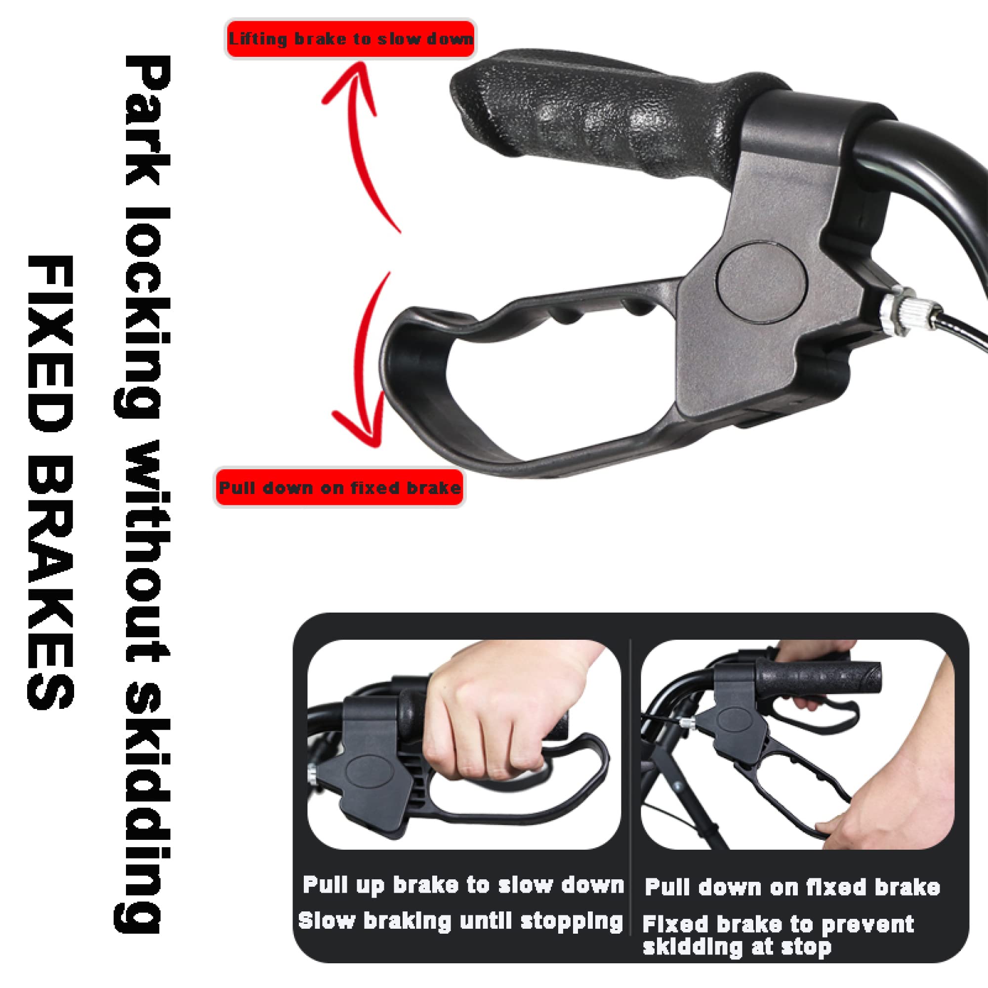 Andador portátil con cojín calefactor USB - Andador plegable de acero Freedom Mobility con ruedas de 5 pulgadas, carga hasta 220 lbs, rojo