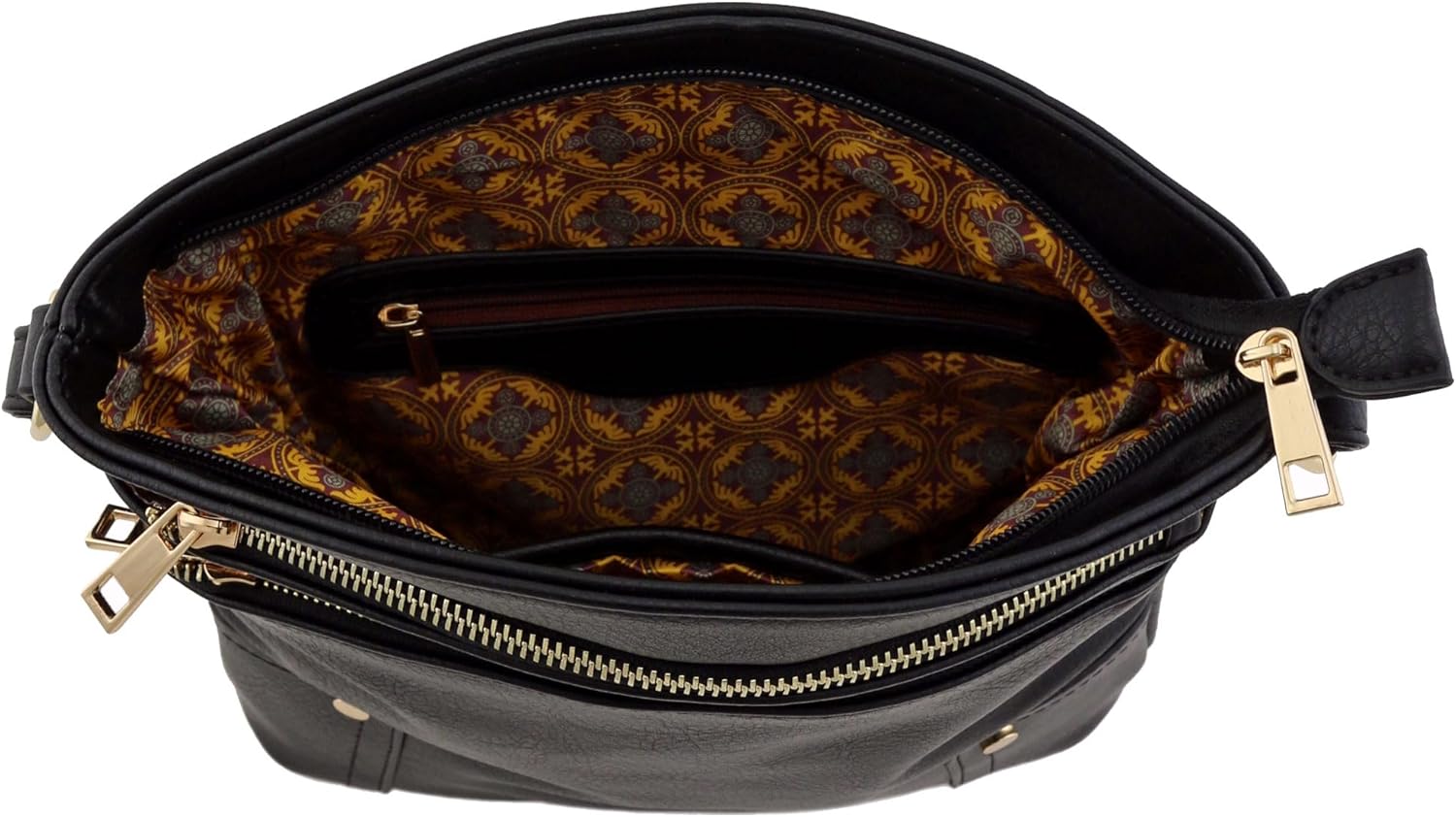 ALYSSA Triple Zip Pocket Large Crossbody Bag - Image 8