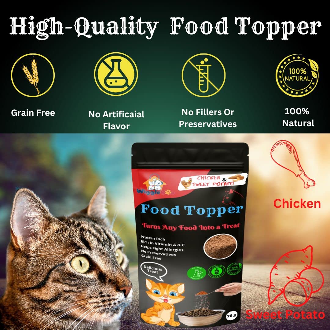 WiggleBoo Magical Cat Food Topper || Joy of Best Taste || Chicken & Sweet Potato Flavour || Grain Free & Protein Rich || Excellent Dietry Fibre|| 70g 4