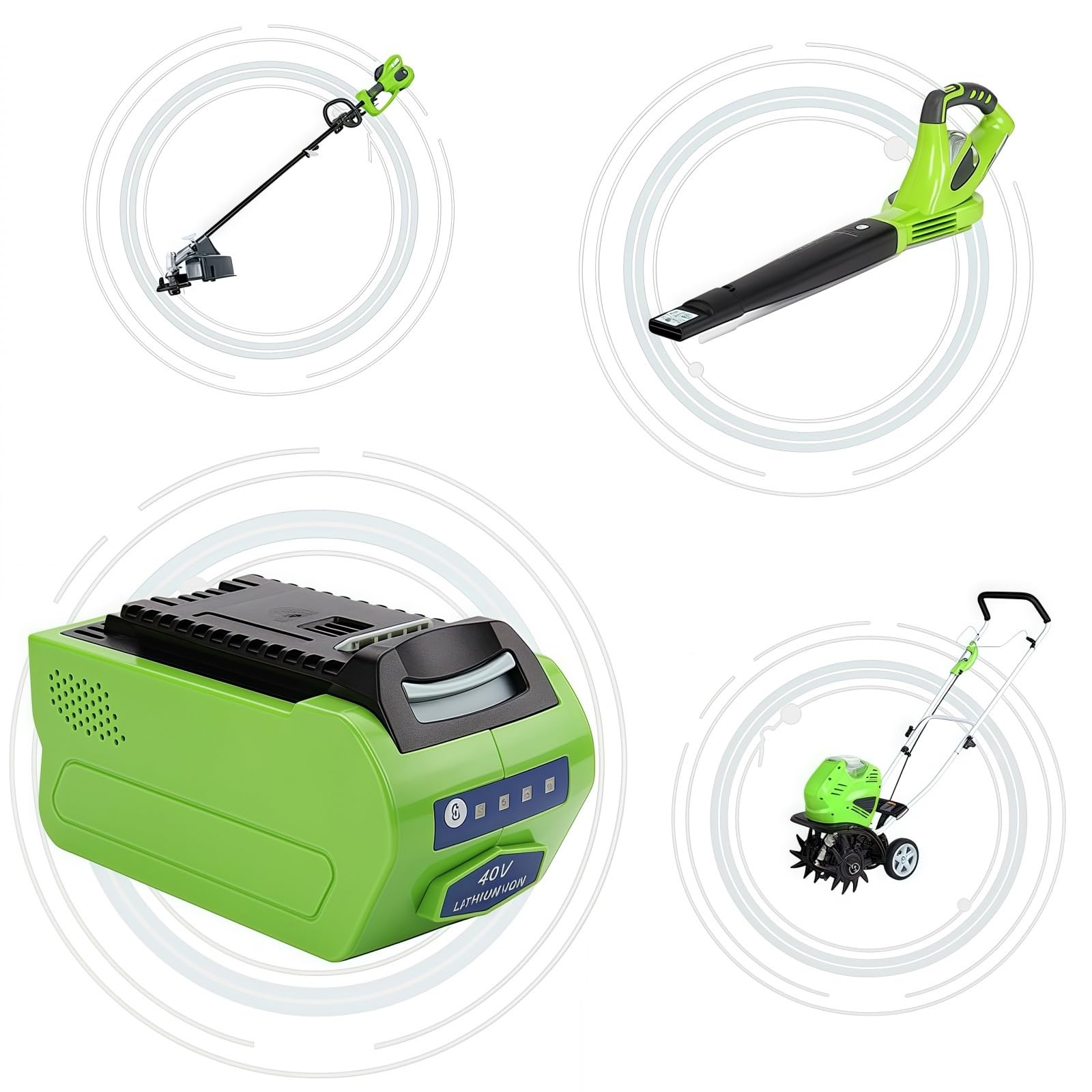 Cortadora de césped eléctrica de 5000 mAh con batería de Litio de 40 V. Compatible con GreenWorks G-MAX 40 V 29462.(Green 3000mAh)