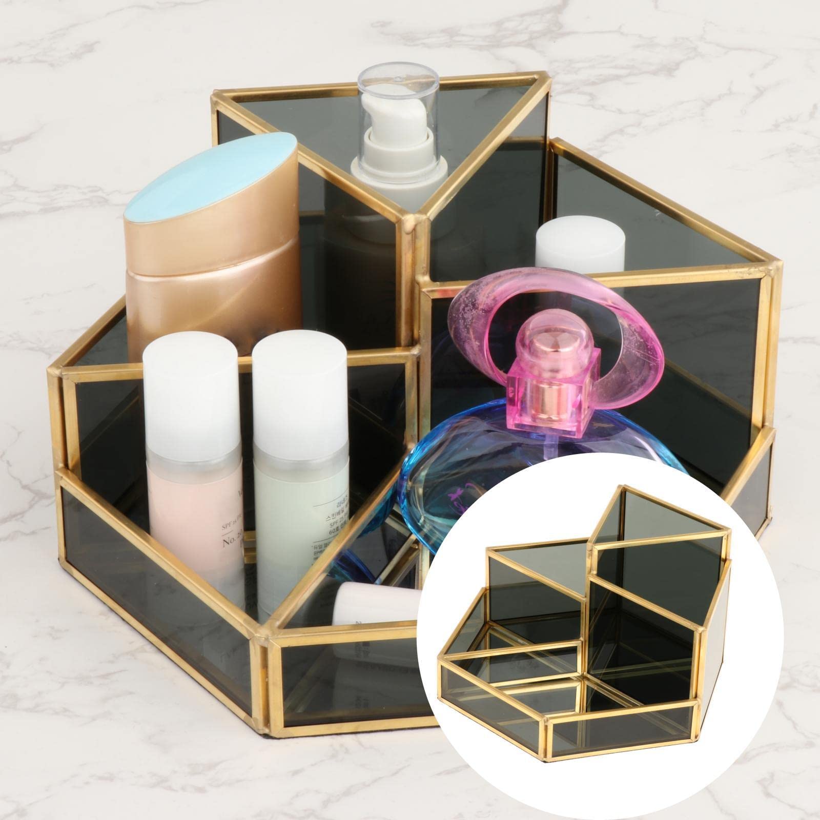 Set di 2 organizer per trucco da tavolo, organizer per bagno, nero A