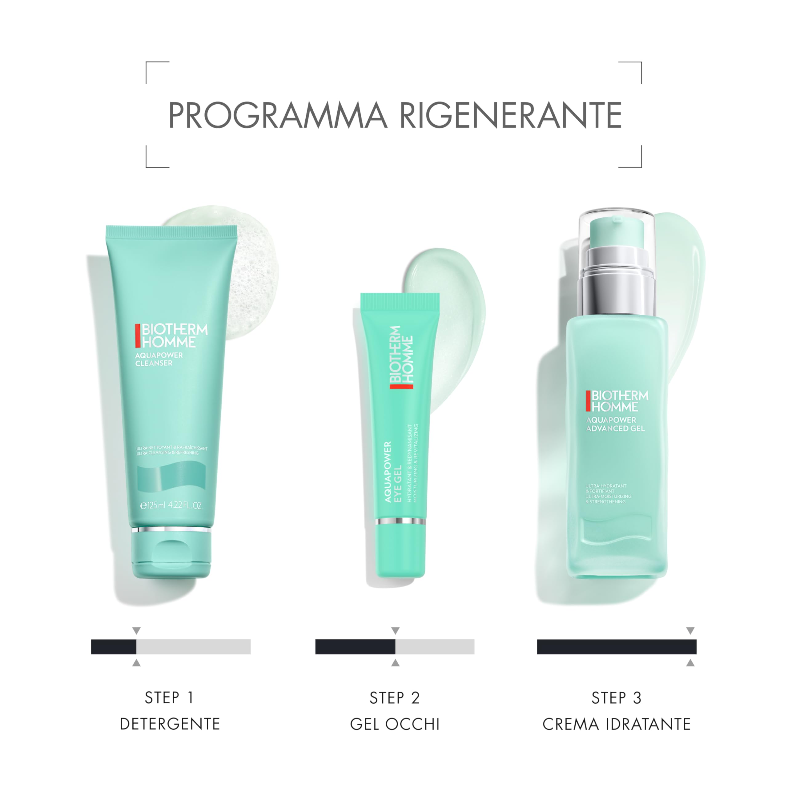 BIOTHERM HOMME Aquapower Advanced Gel, Gel viso idratante e rinforzante per uomo, Con Ceramidi e Life Plankton, Per pelli normali e miste, Offre freschezza e protezione.
