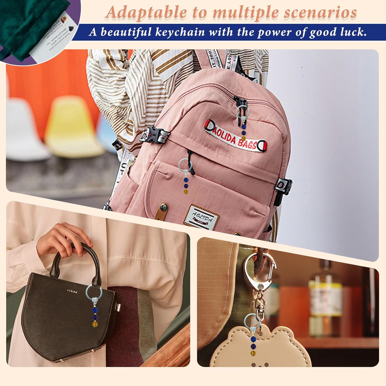 Natural Crystal Keychain gift retirement gift for woman,Small Healing Stones new beginnings gifts for women - Image 5